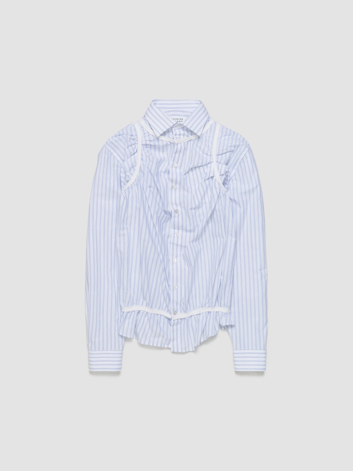 Long Sleeve Shirt in White & Light Blue