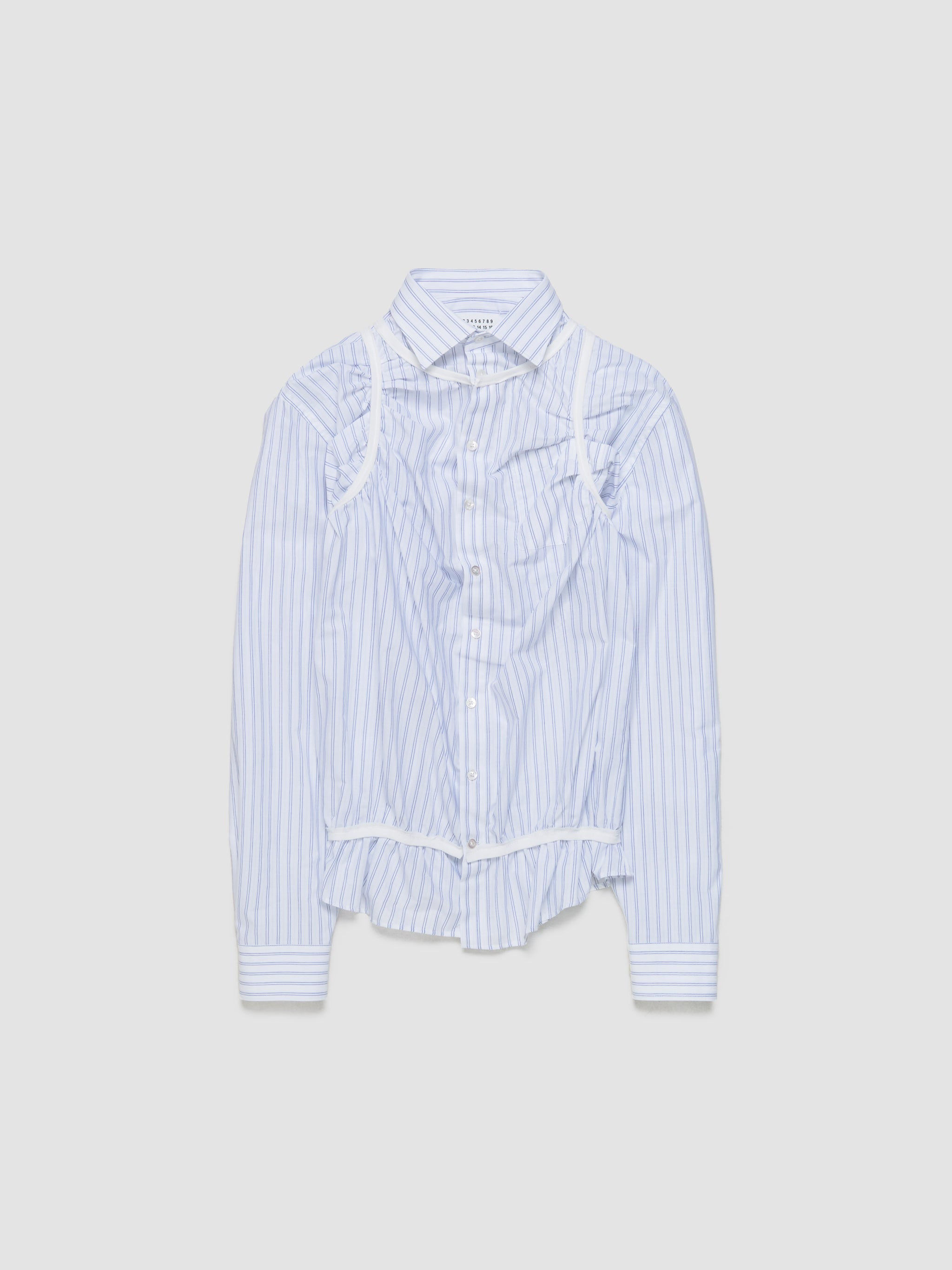 Long Sleeve Shirt in White & Light Blue