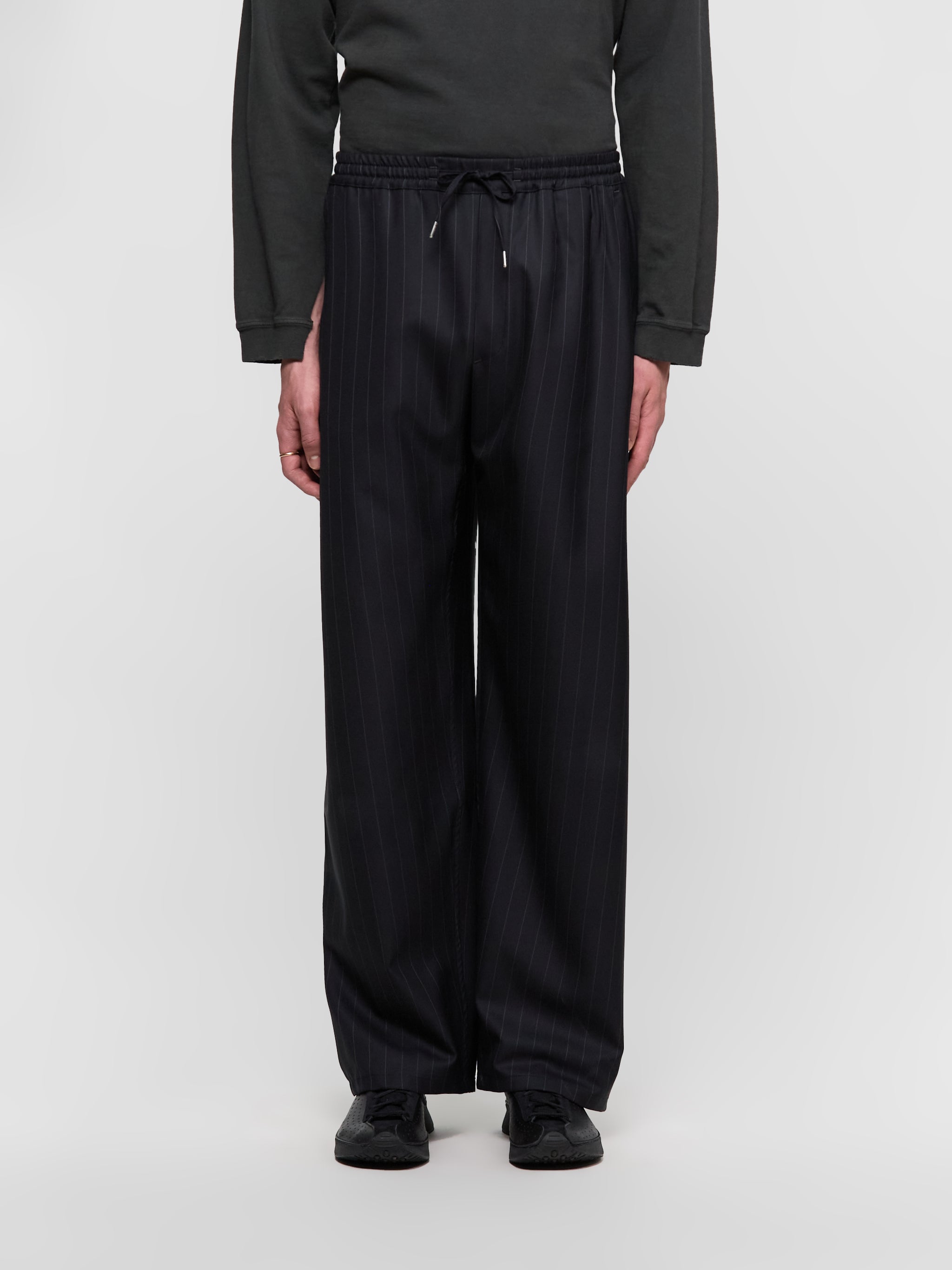 Samurai Trousers in Black Pinstripe