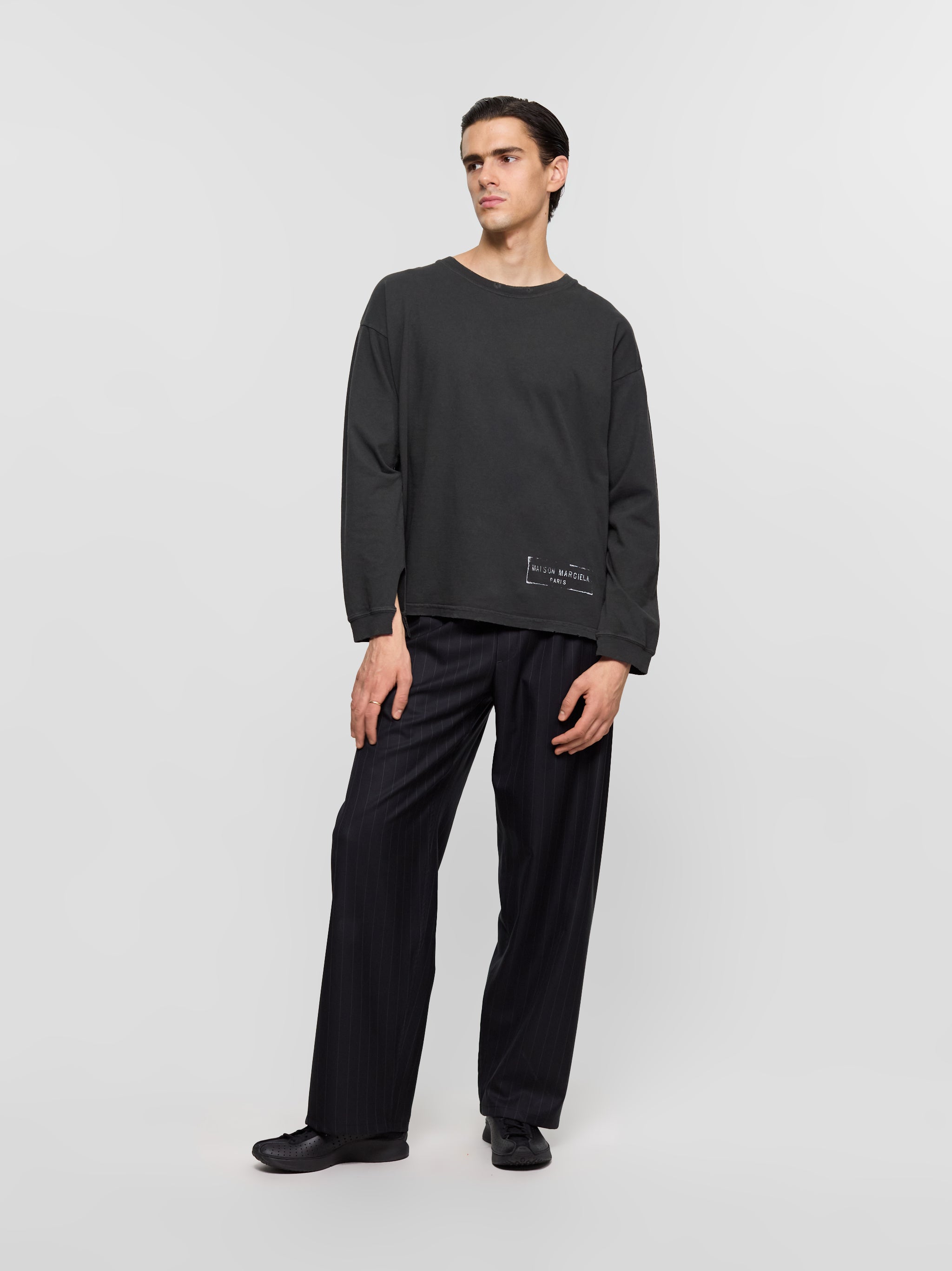 Samurai Trousers in Black Pinstripe