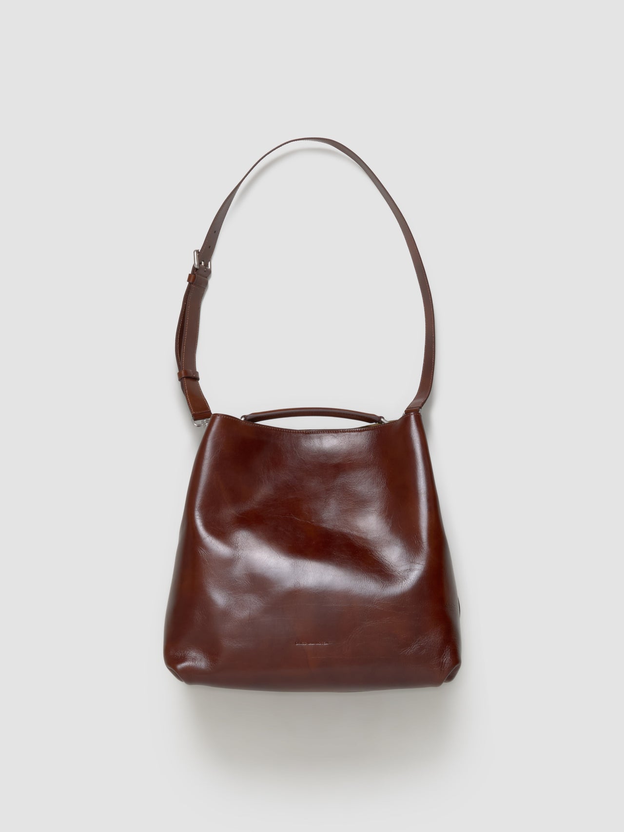 Large Leather Bag with Removable Strap in Cognac