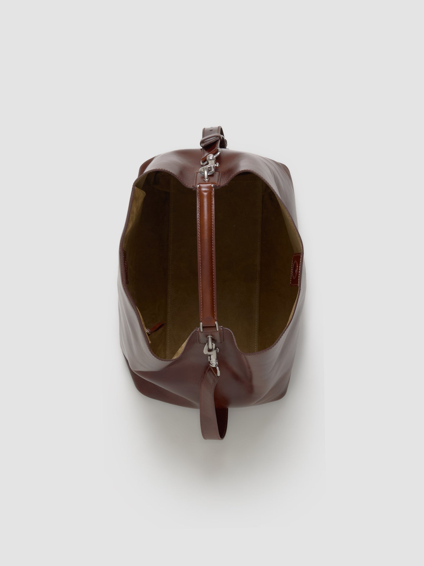 Large Leather Bag with Removable Strap in Cognac