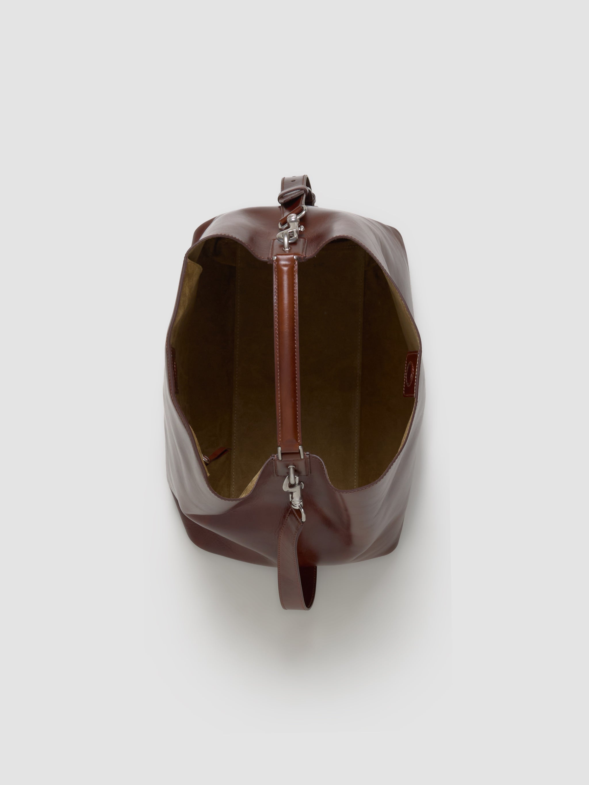 Large Leather Bag with Removable Strap in Cognac