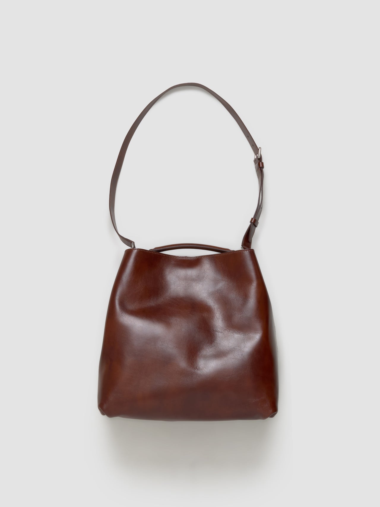 Large Leather Bag with Removable Strap in Cognac