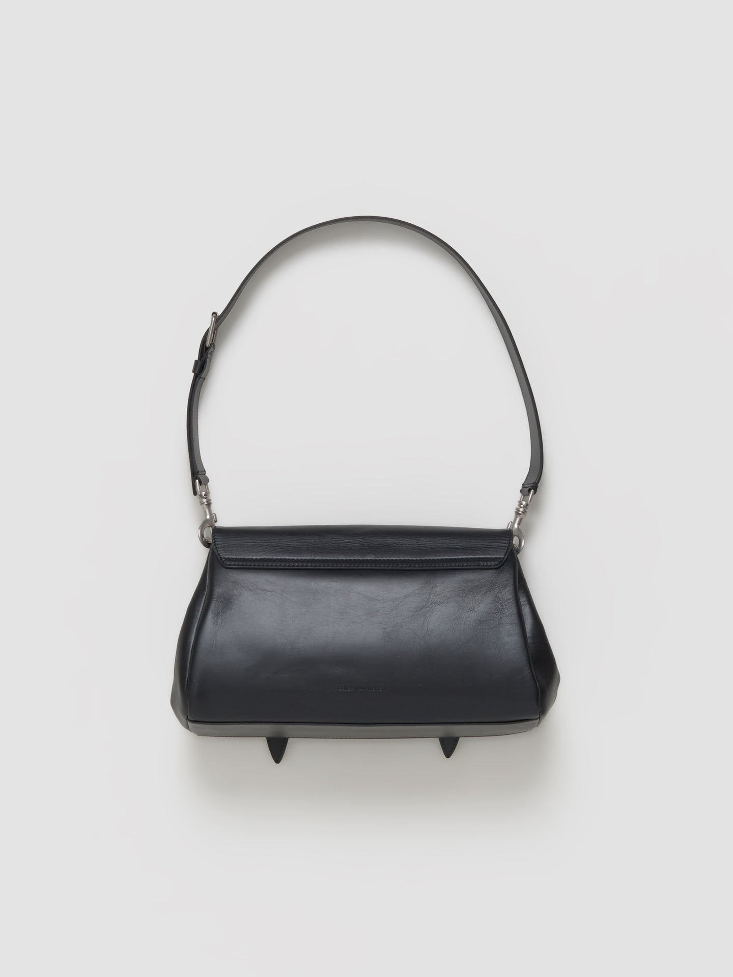 Leather Messenger Bag with Buckles in Black