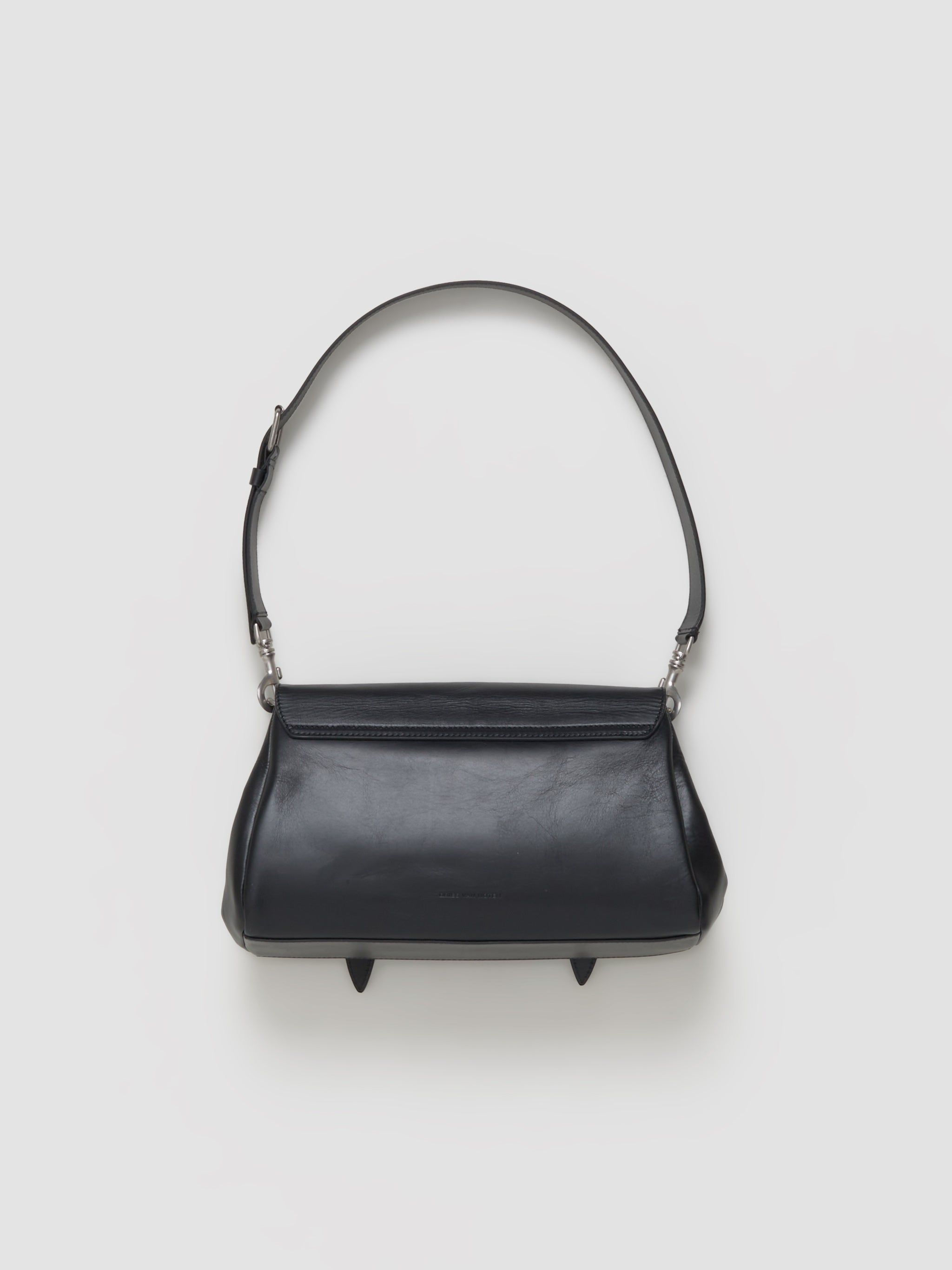 Leather Messenger Bag with Buckles in Black