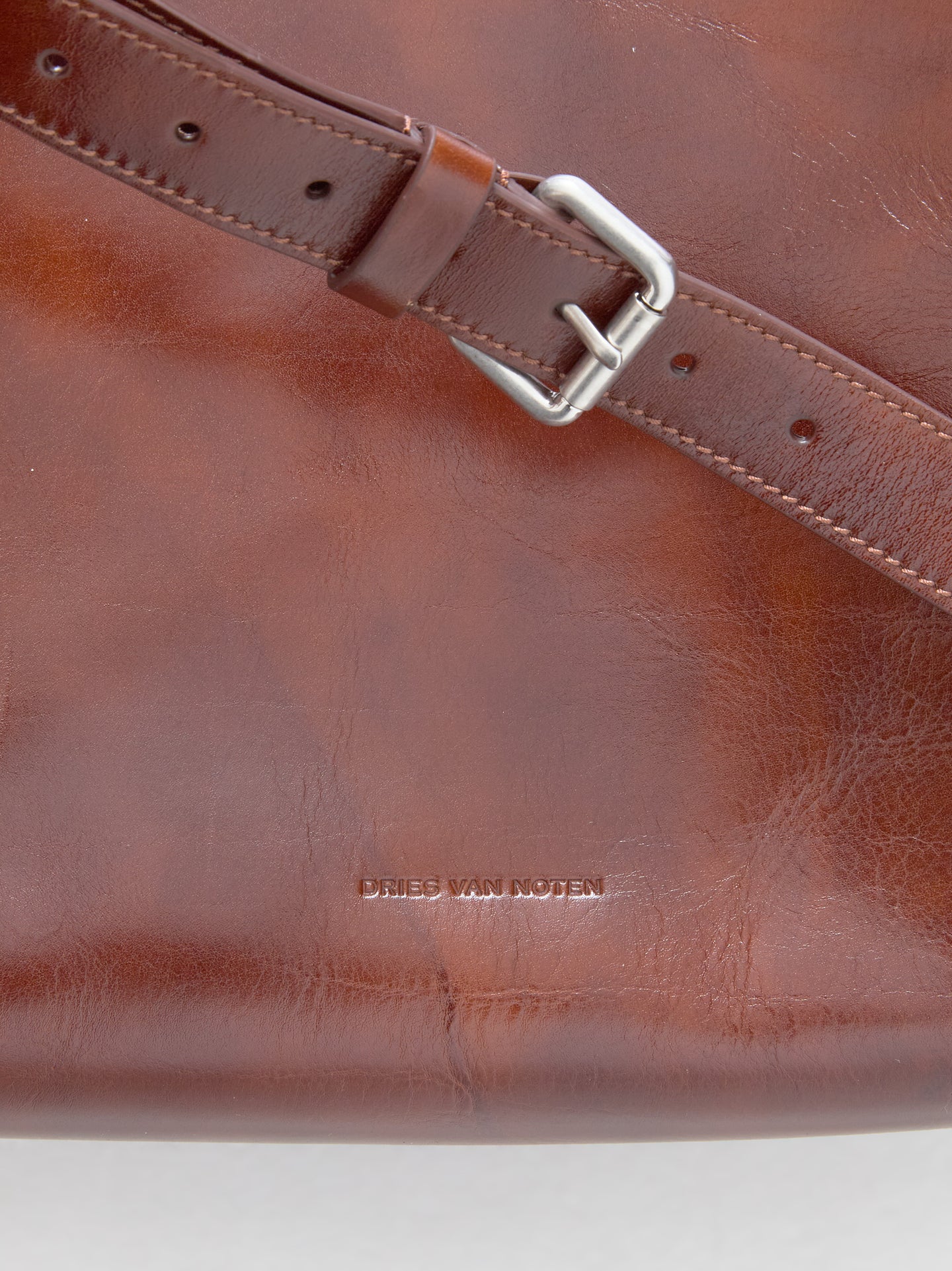 Large Leather Bag with Removable Strap in Cognac
