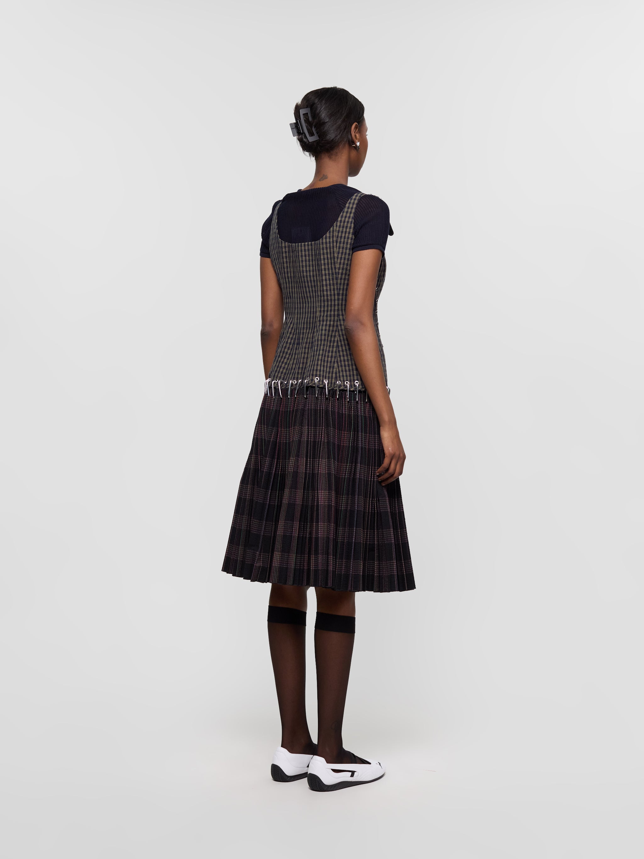 Afly Deco Carabiner Dress in Blue Tartan