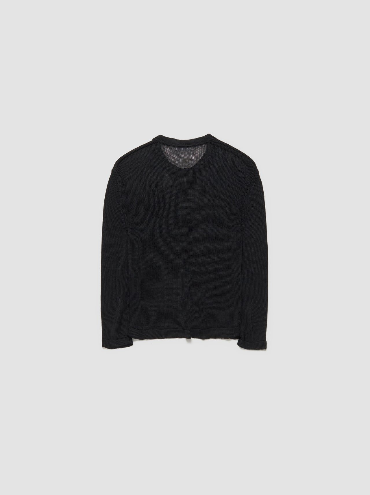 3/4 Sleeve Crewneck Cardigan with Crochet Flower in Black