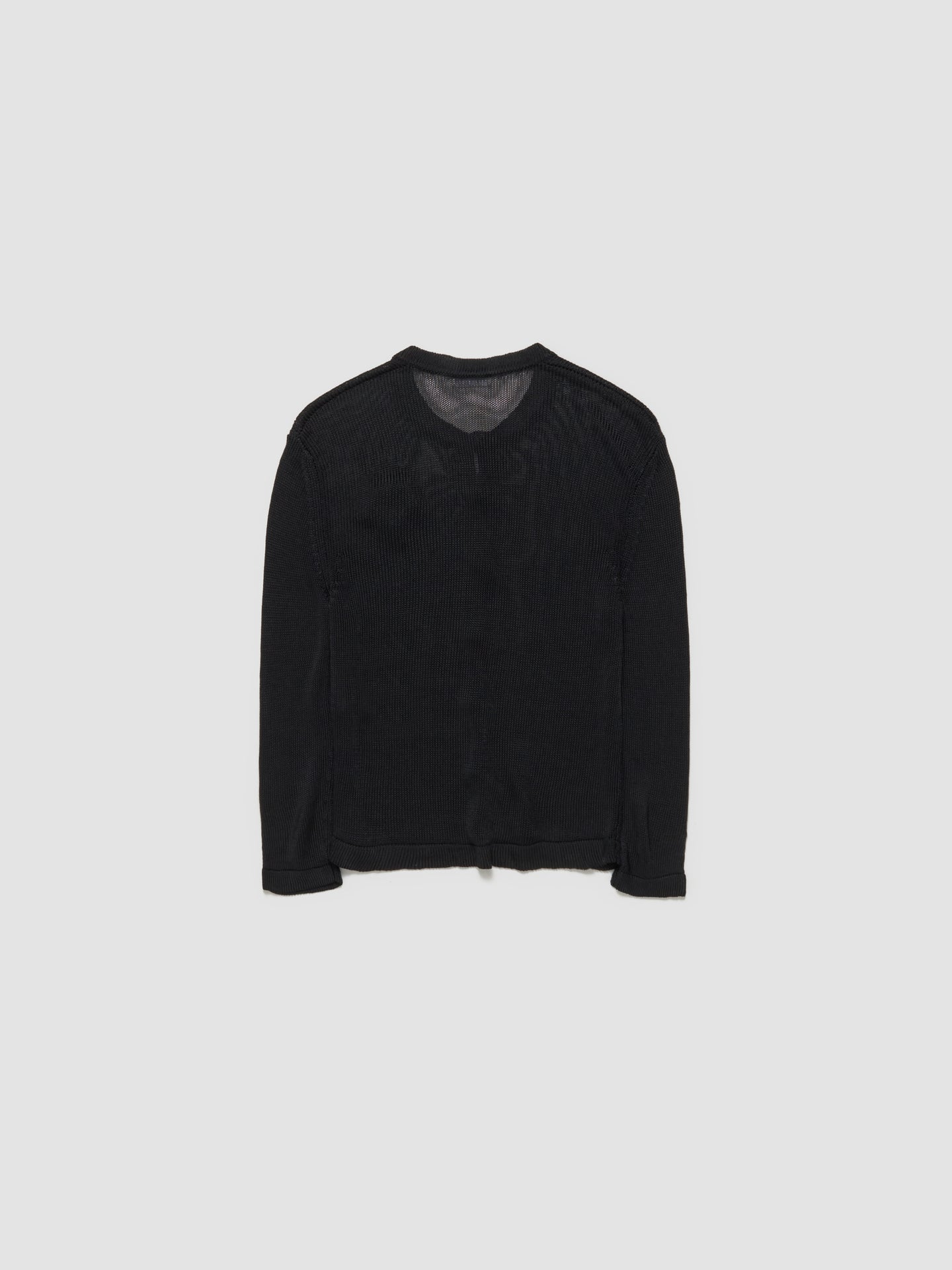 3/4 Sleeve Crewneck Cardigan with Crochet Flower in Black