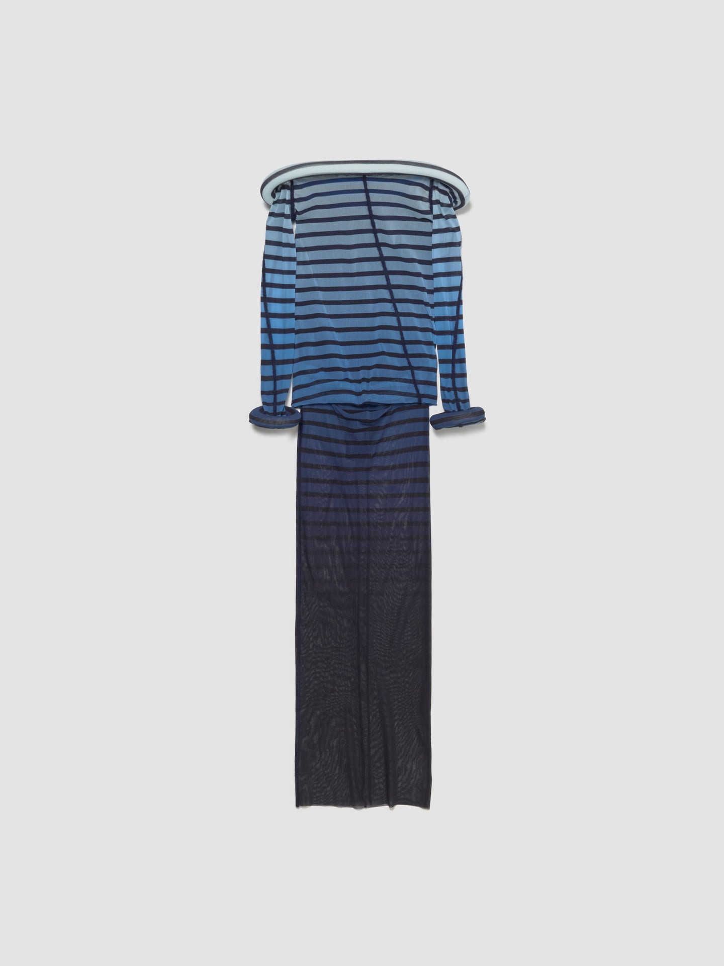 Long Dress with 3D Collar and Cuff in Navy