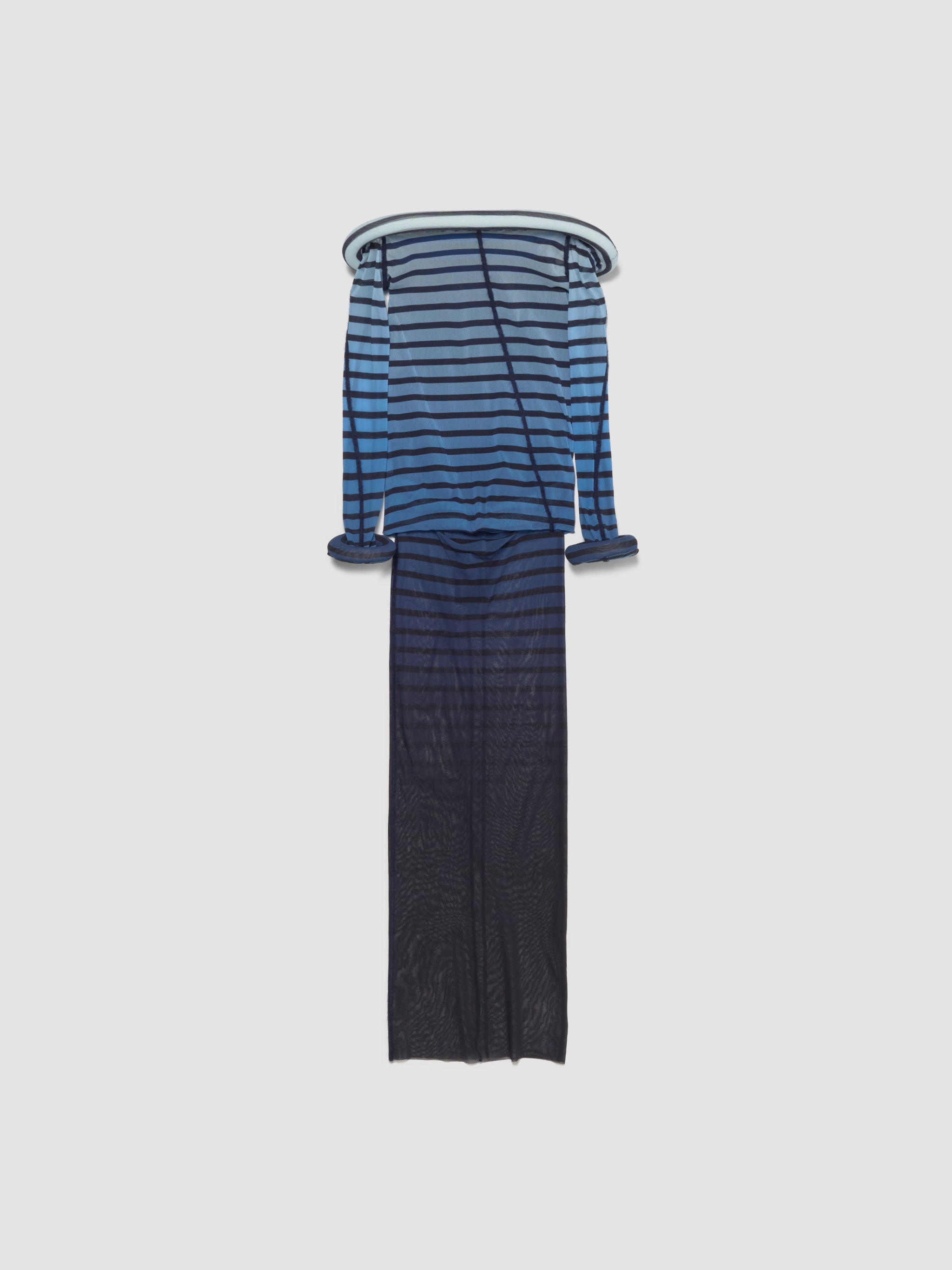 Long Dress with 3D Collar and Cuff in Navy