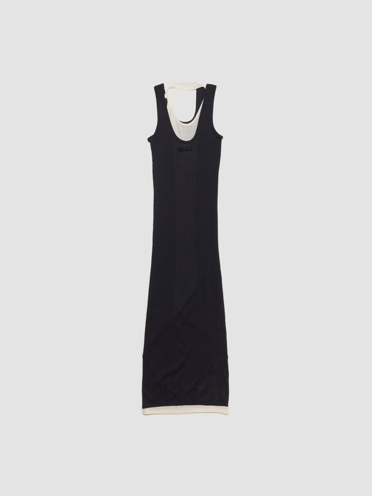 Ribbed Double Layer Dress in Black
