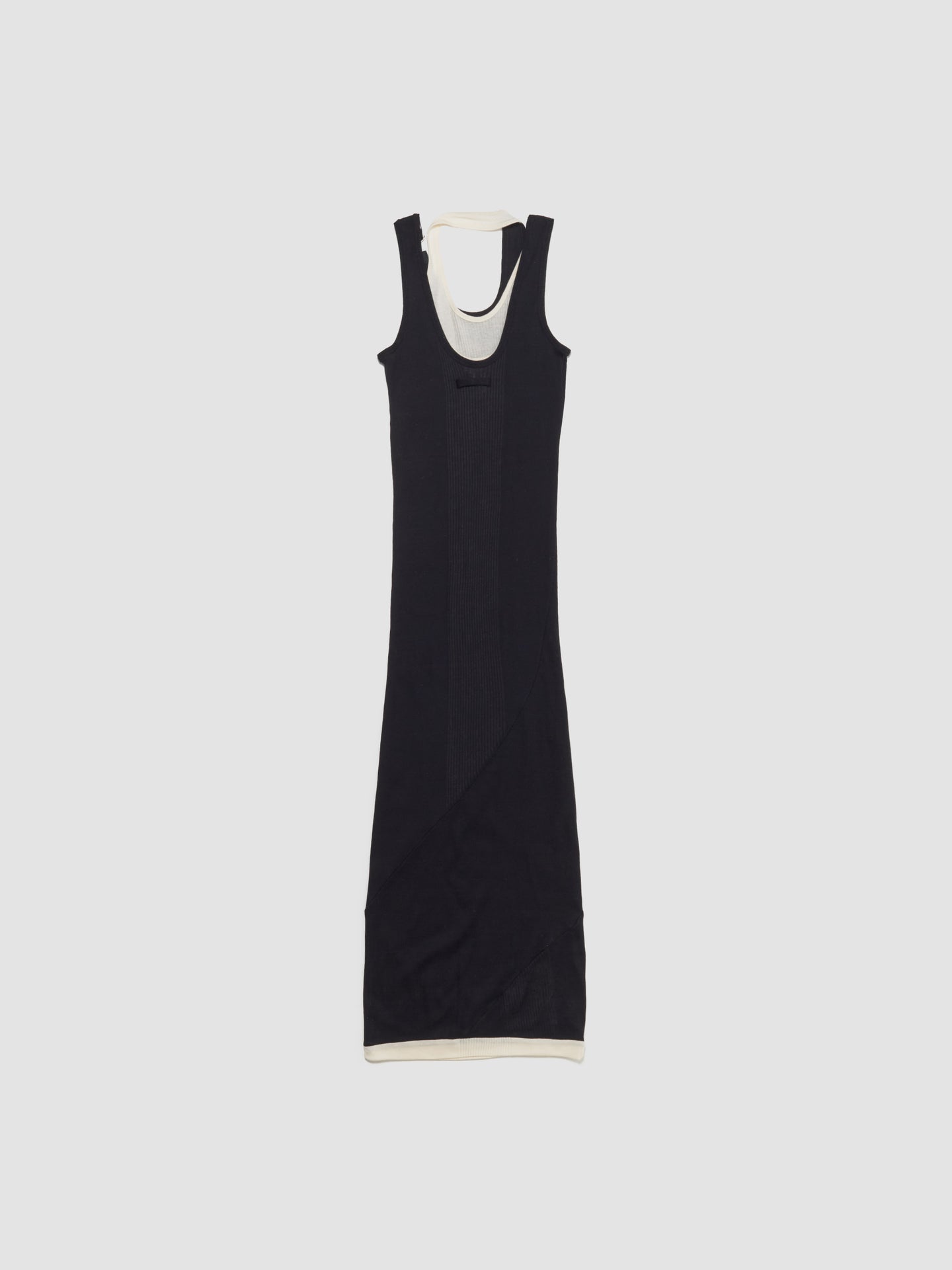 Ribbed Double Layer Dress in Black