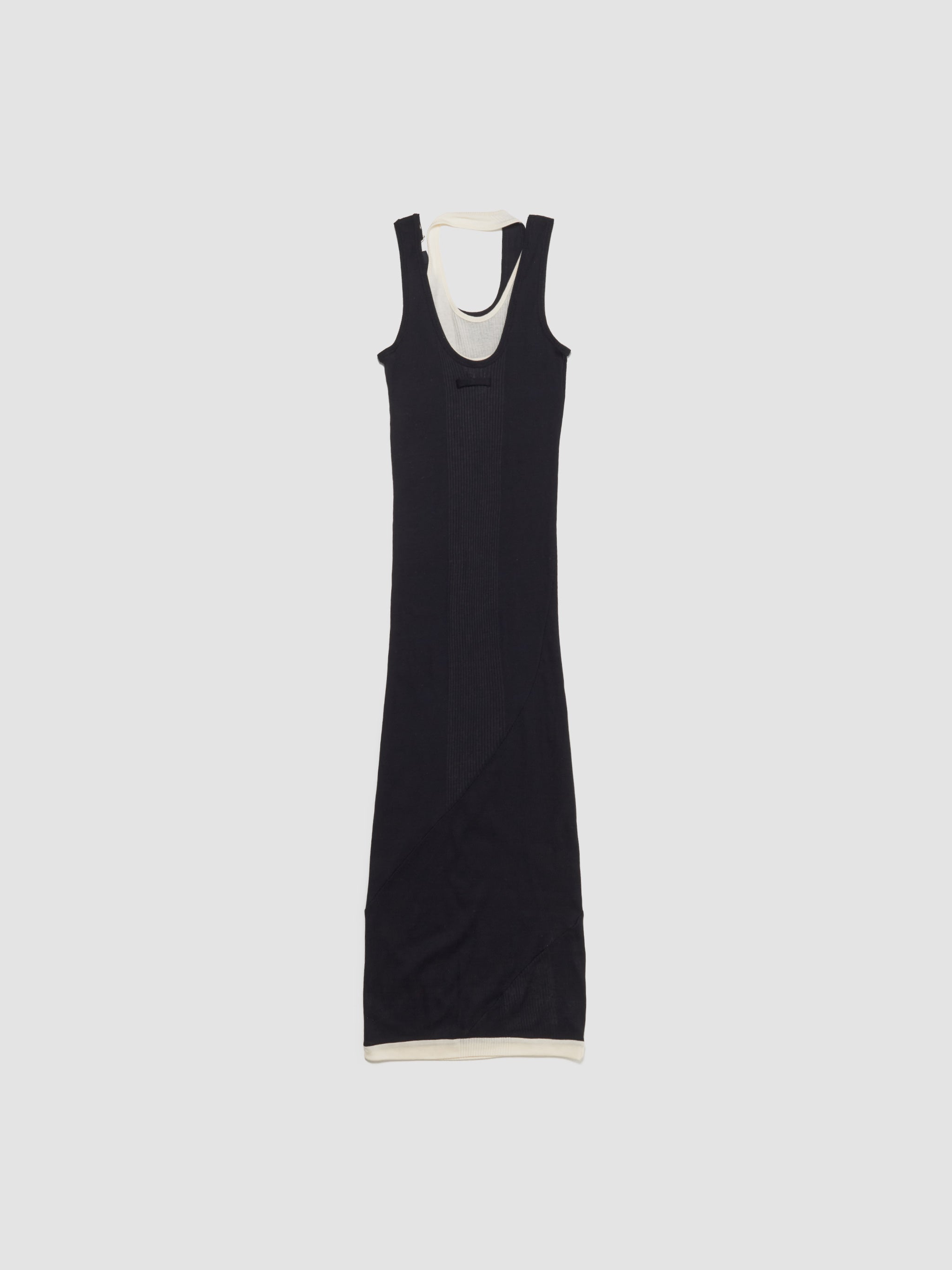 Ribbed Double Layer Dress in Black