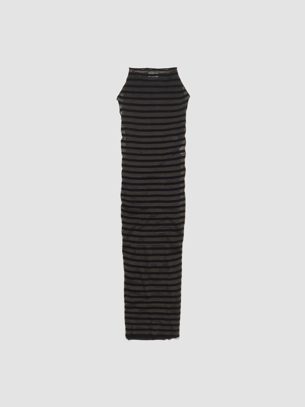 Long Viscose Mariniere Striped Dress in Black
