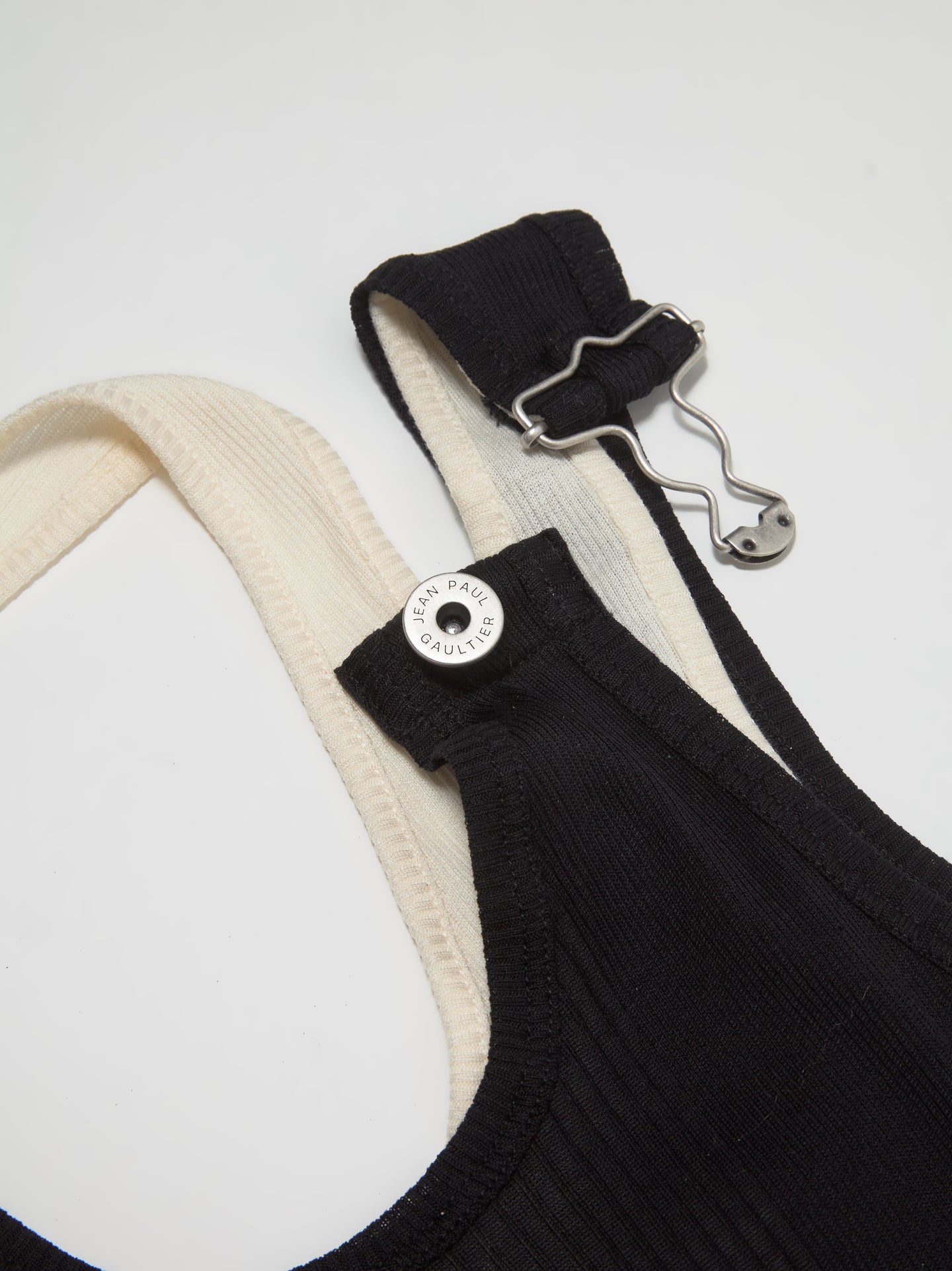 Ribbed Double Layer Dress in Black
