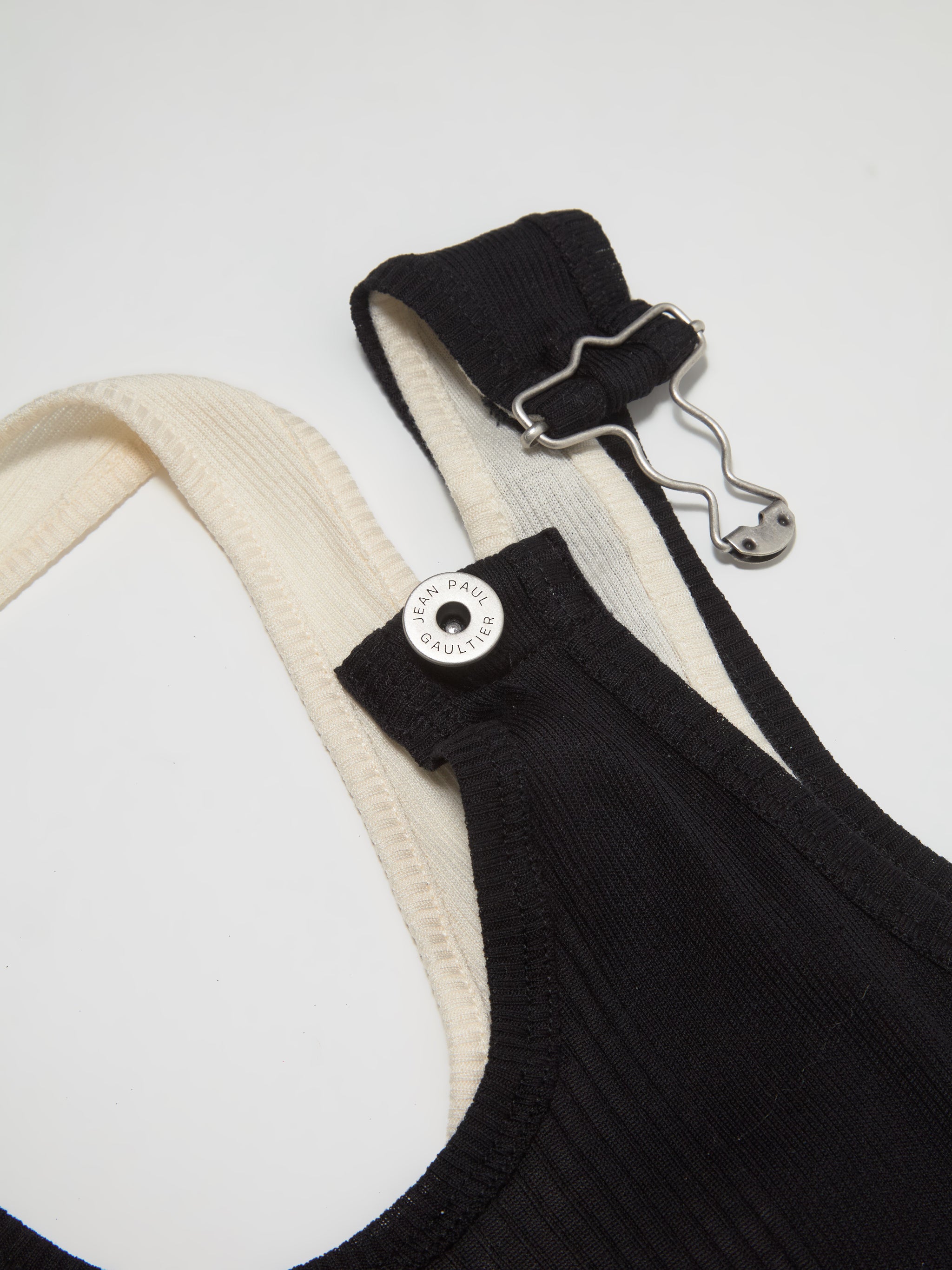 Ribbed Double Layer Dress in Black