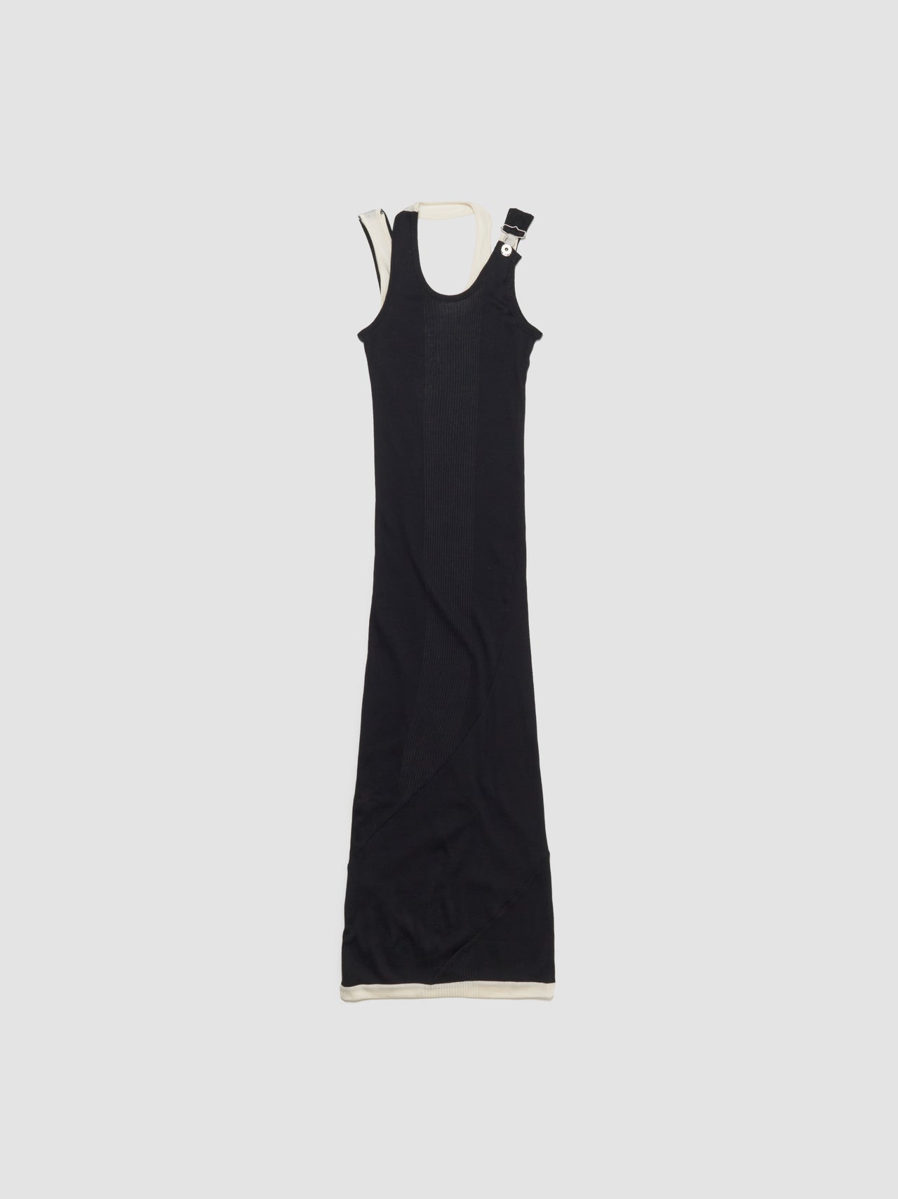 Ribbed Double Layer Dress in Black
