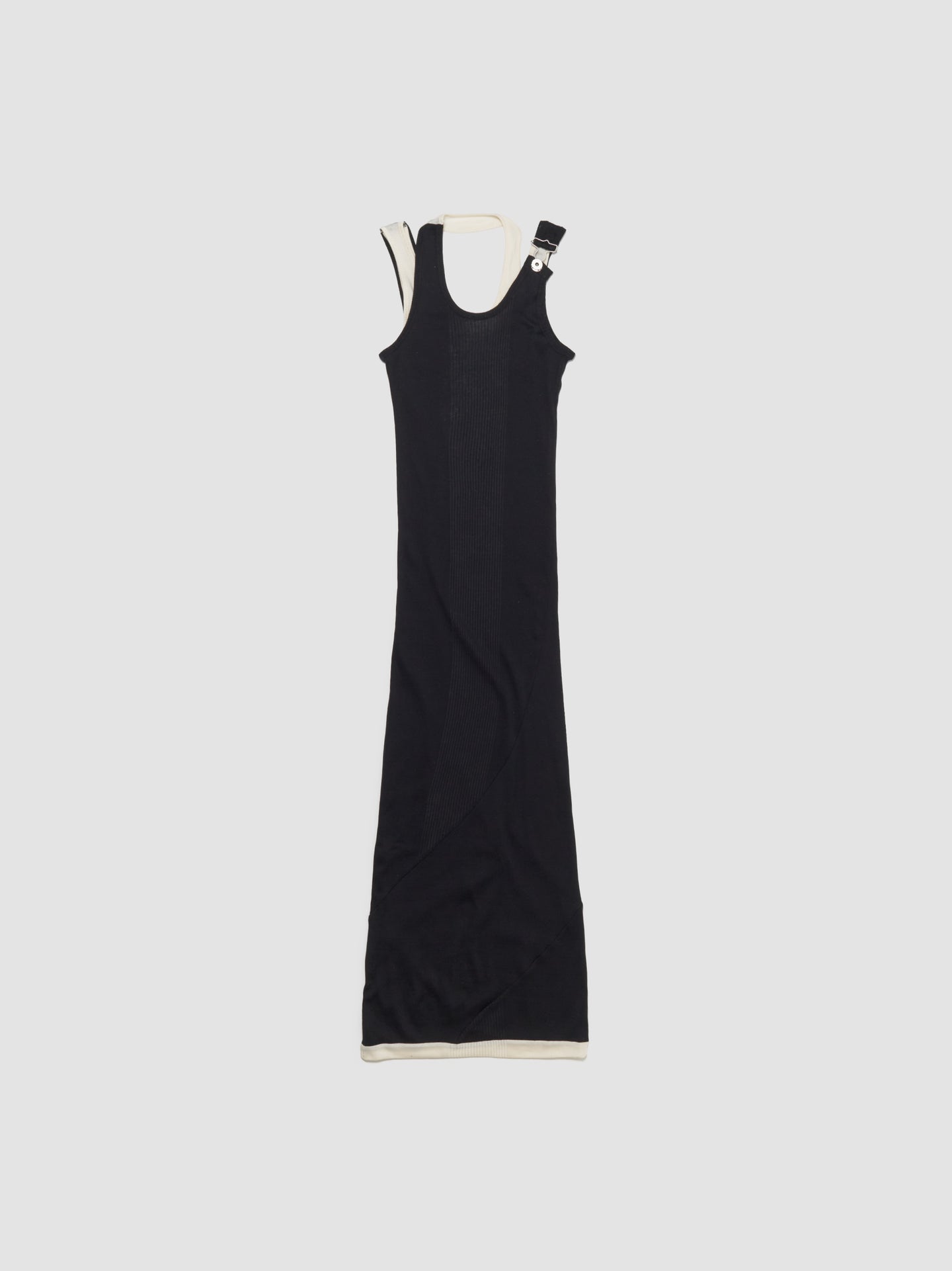 Ribbed Double Layer Dress in Black