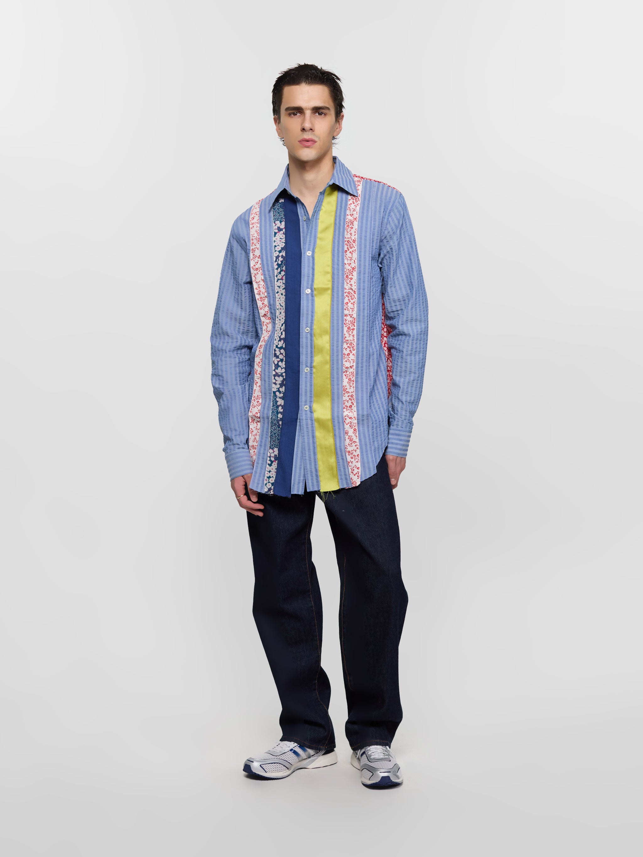 Patch & Slash Shirt in Blue & Multi