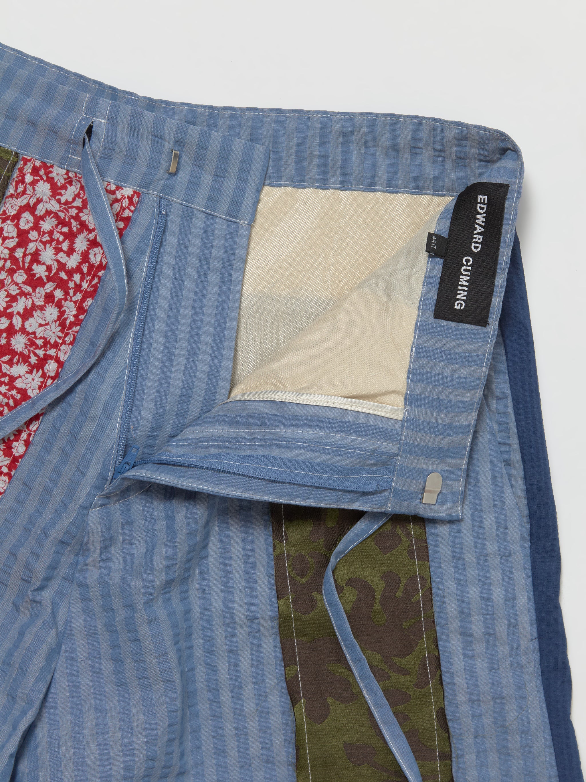 Patch & Slash Shorts in Blue & Multi