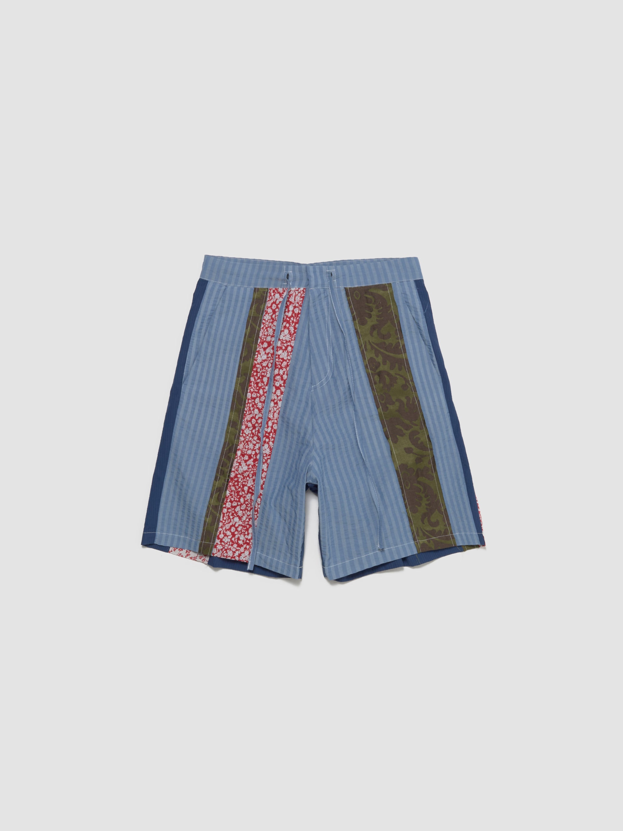 Patch & Slash Shorts in Blue & Multi