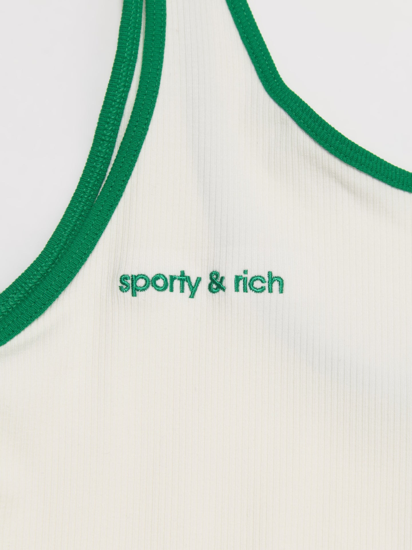 x Sporty & Rich Tank Top in Off White & Green