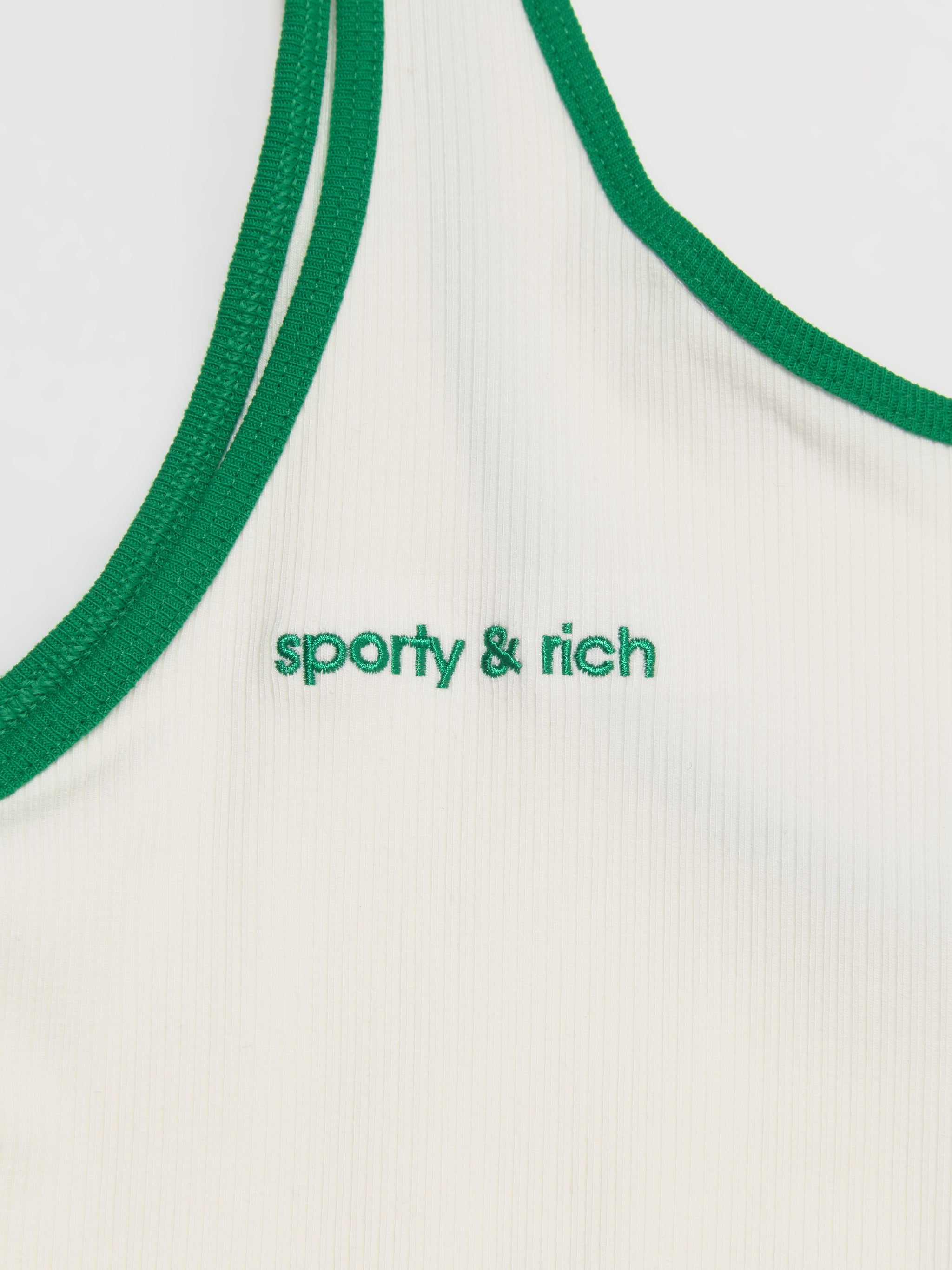 x Sporty & Rich Tank Top in Off White & Green