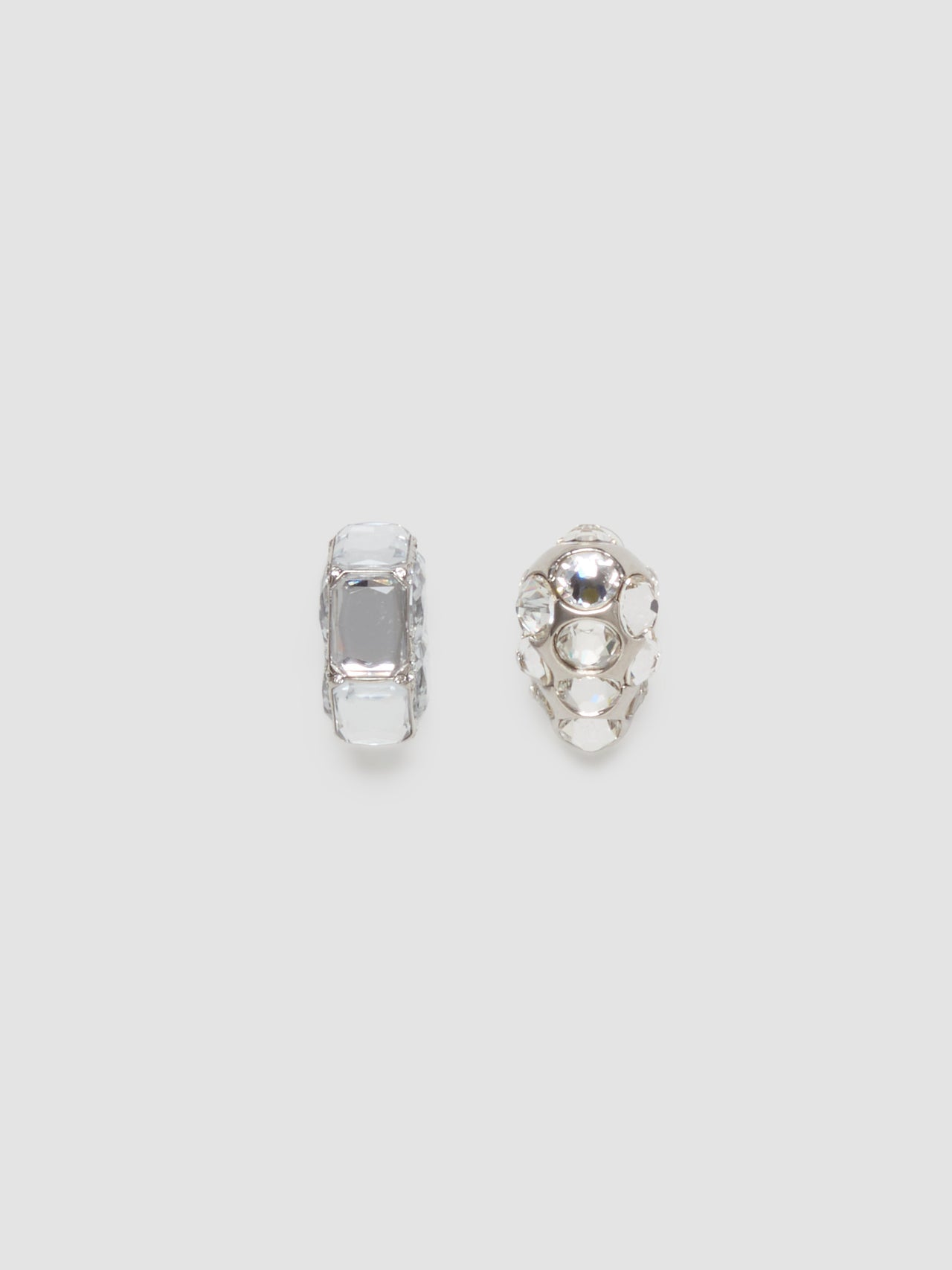 Asymmetric Crystal Earrings in Silver