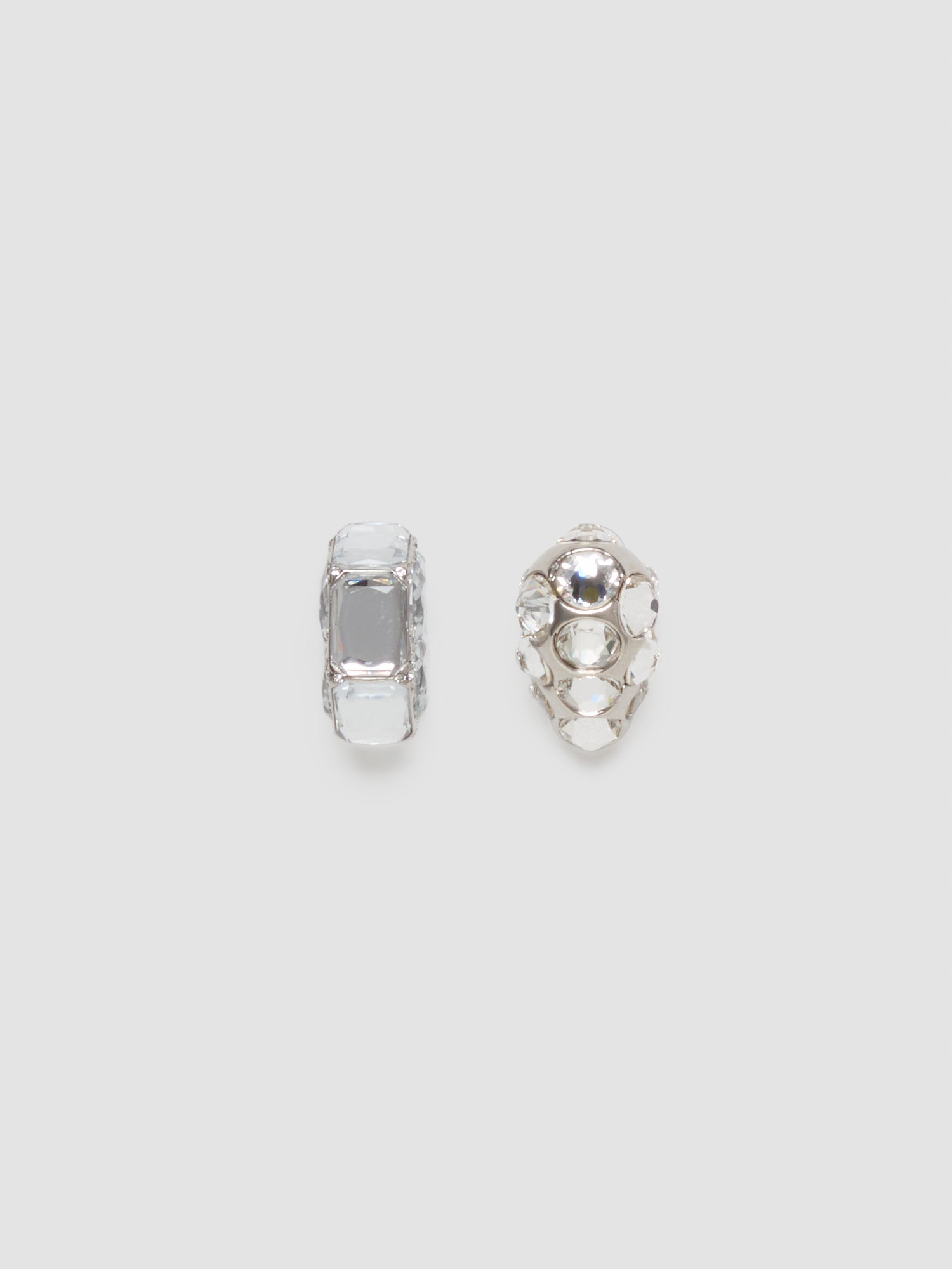Asymmetric Crystal Earrings in Silver