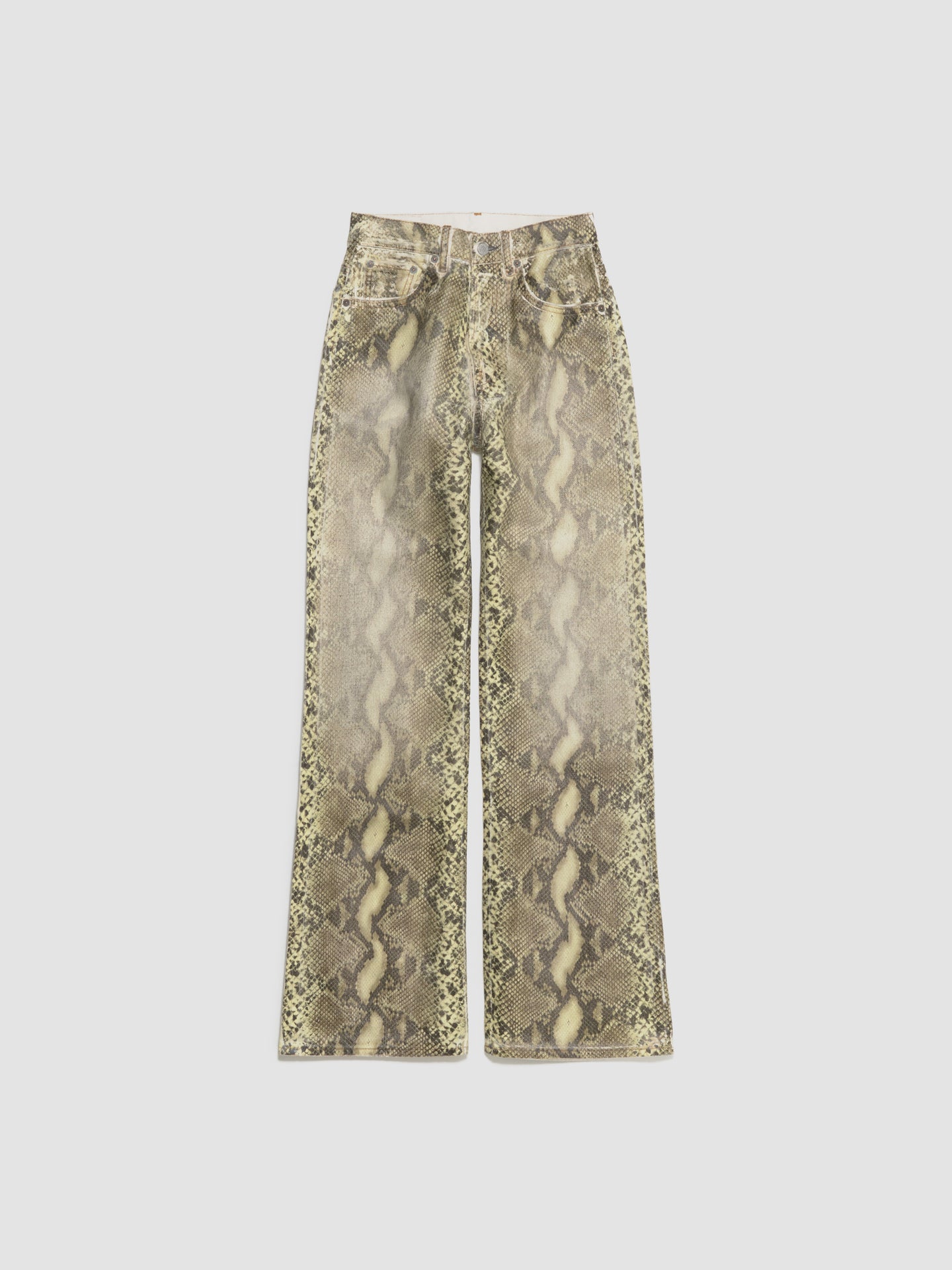 Printed Denim Trousers in Multi Brown