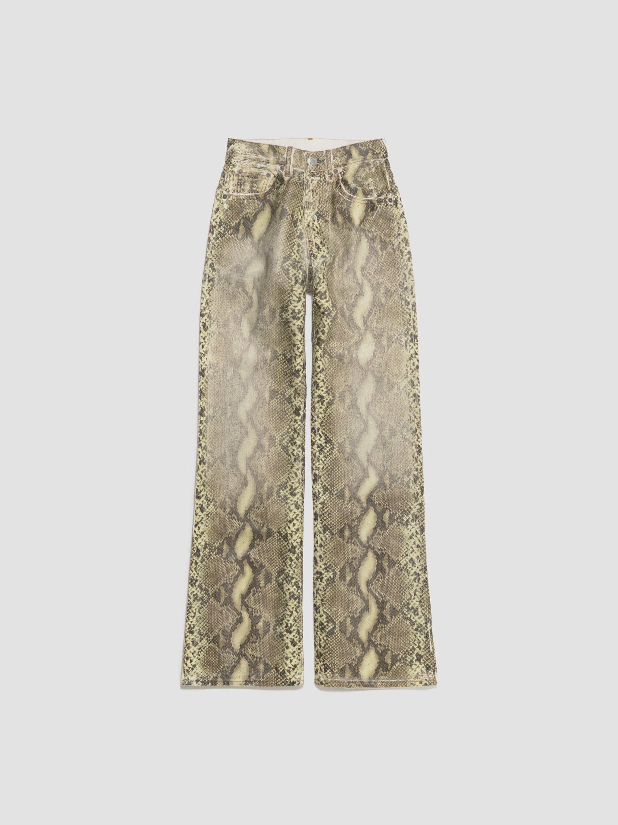 Printed Denim Trousers in Multi Brown