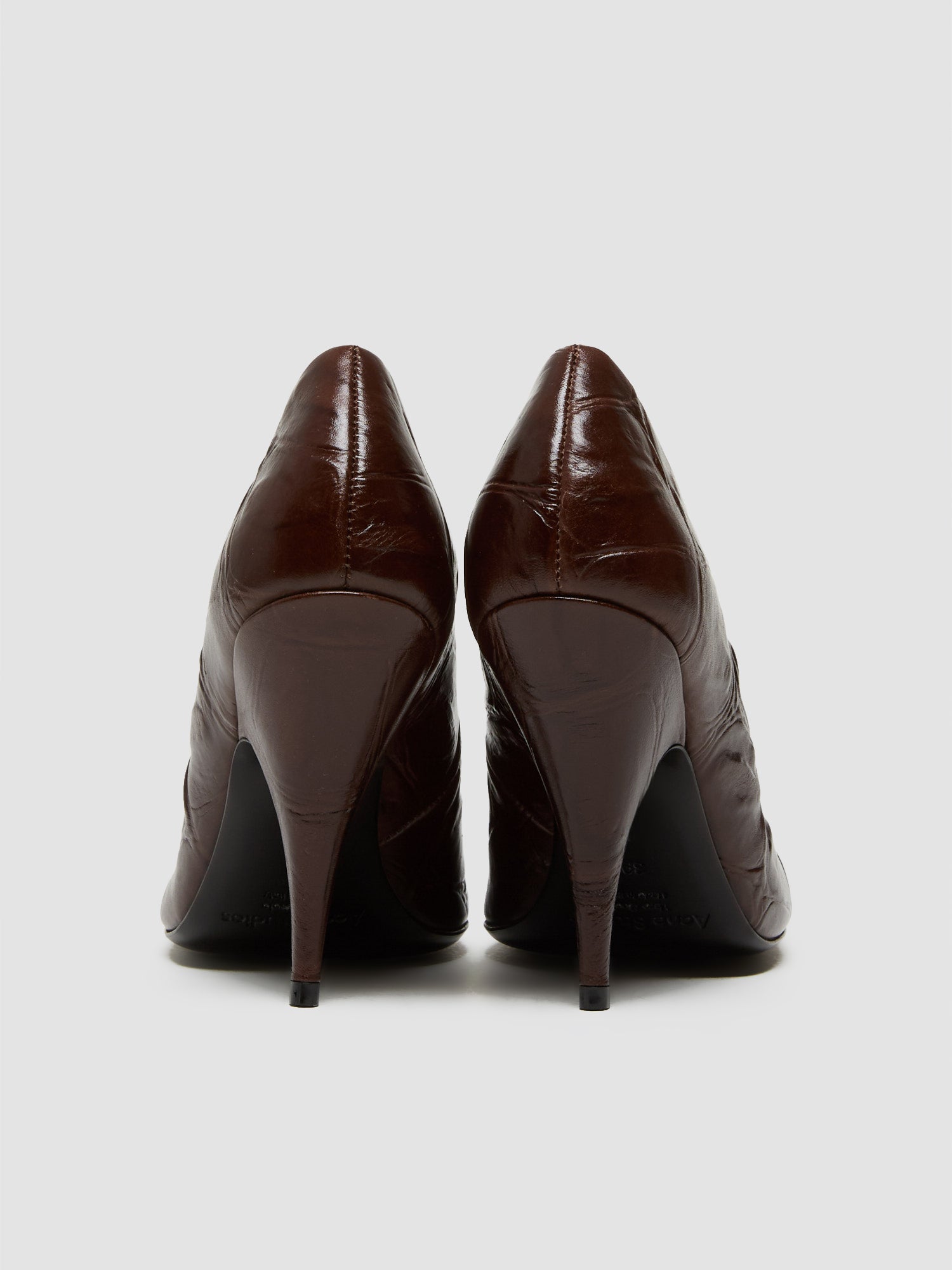 Leather Open Toe Heels in Chocolate Brown