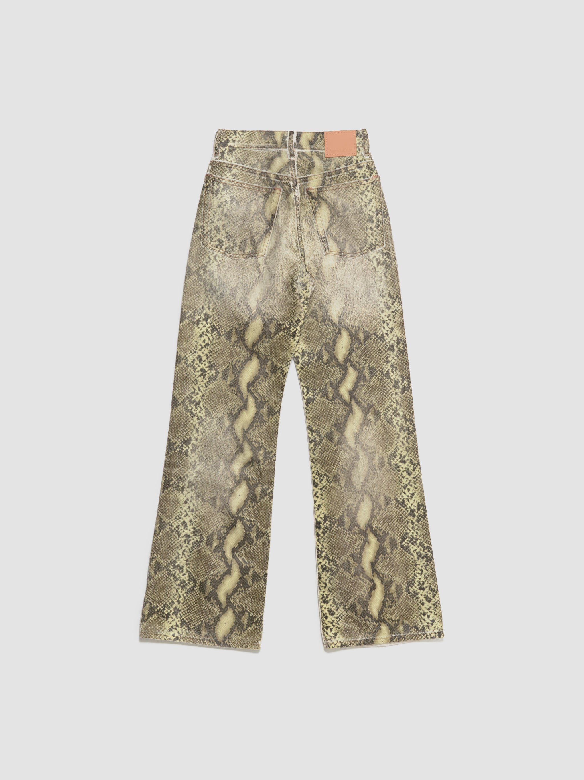Printed Denim Trousers in Multi Brown