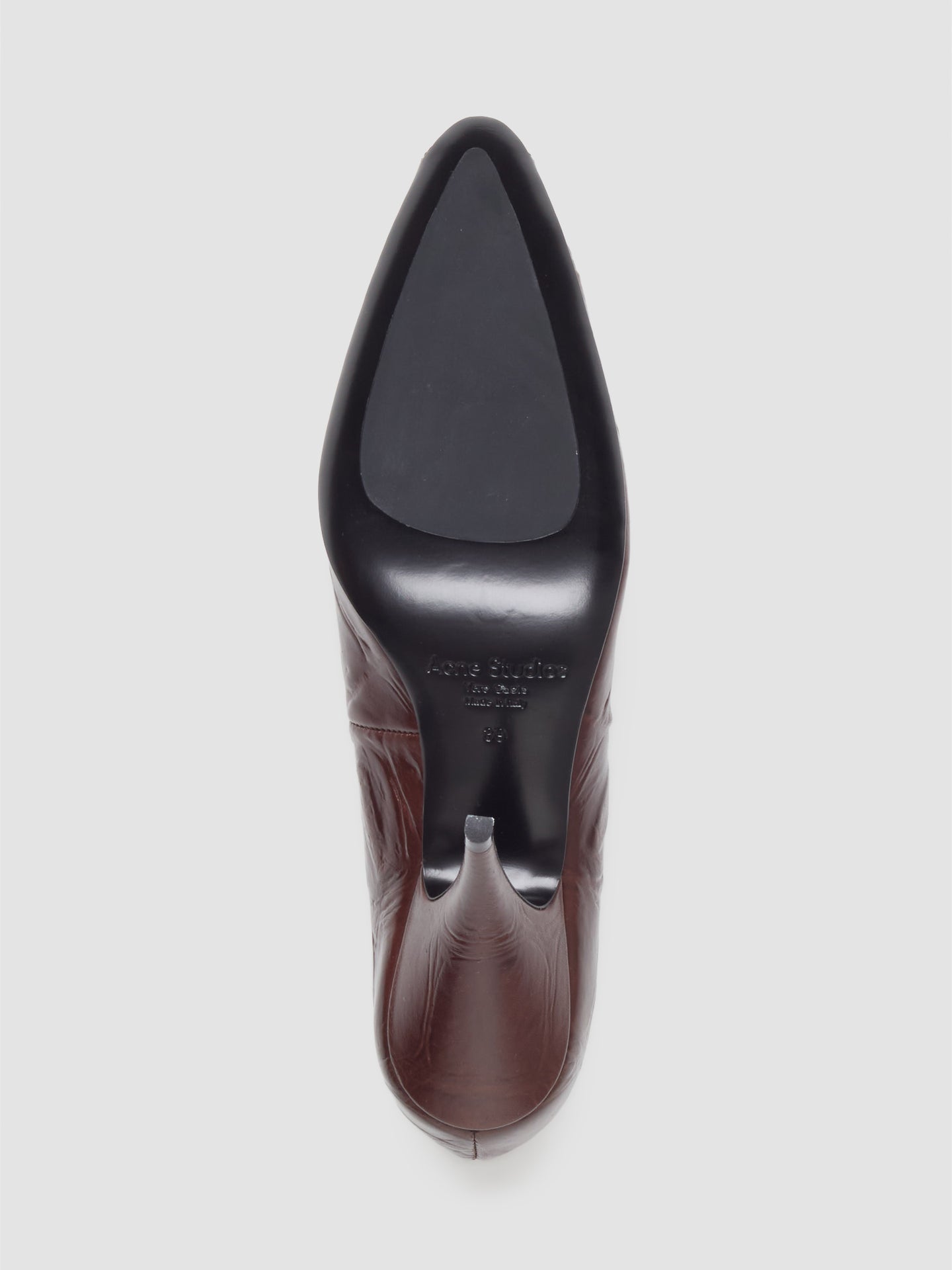 Leather Open Toe Heels in Chocolate Brown