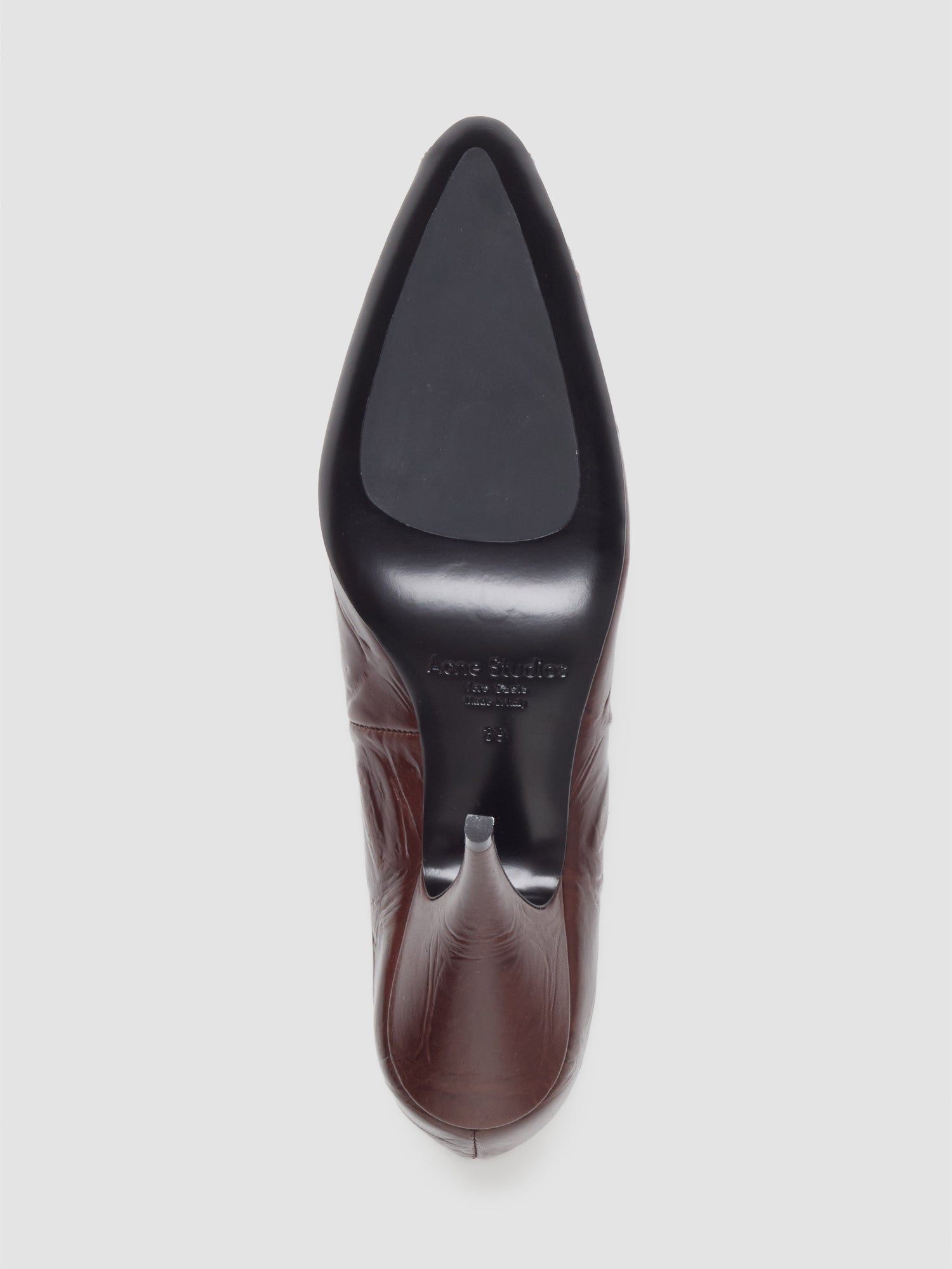 Leather Open Toe Heels in Chocolate Brown
