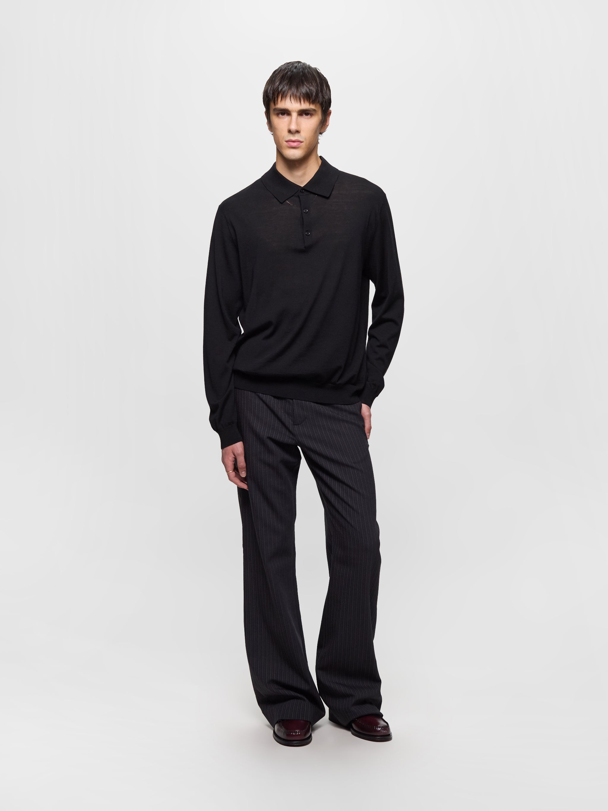 Wool Blend Trousers in Black