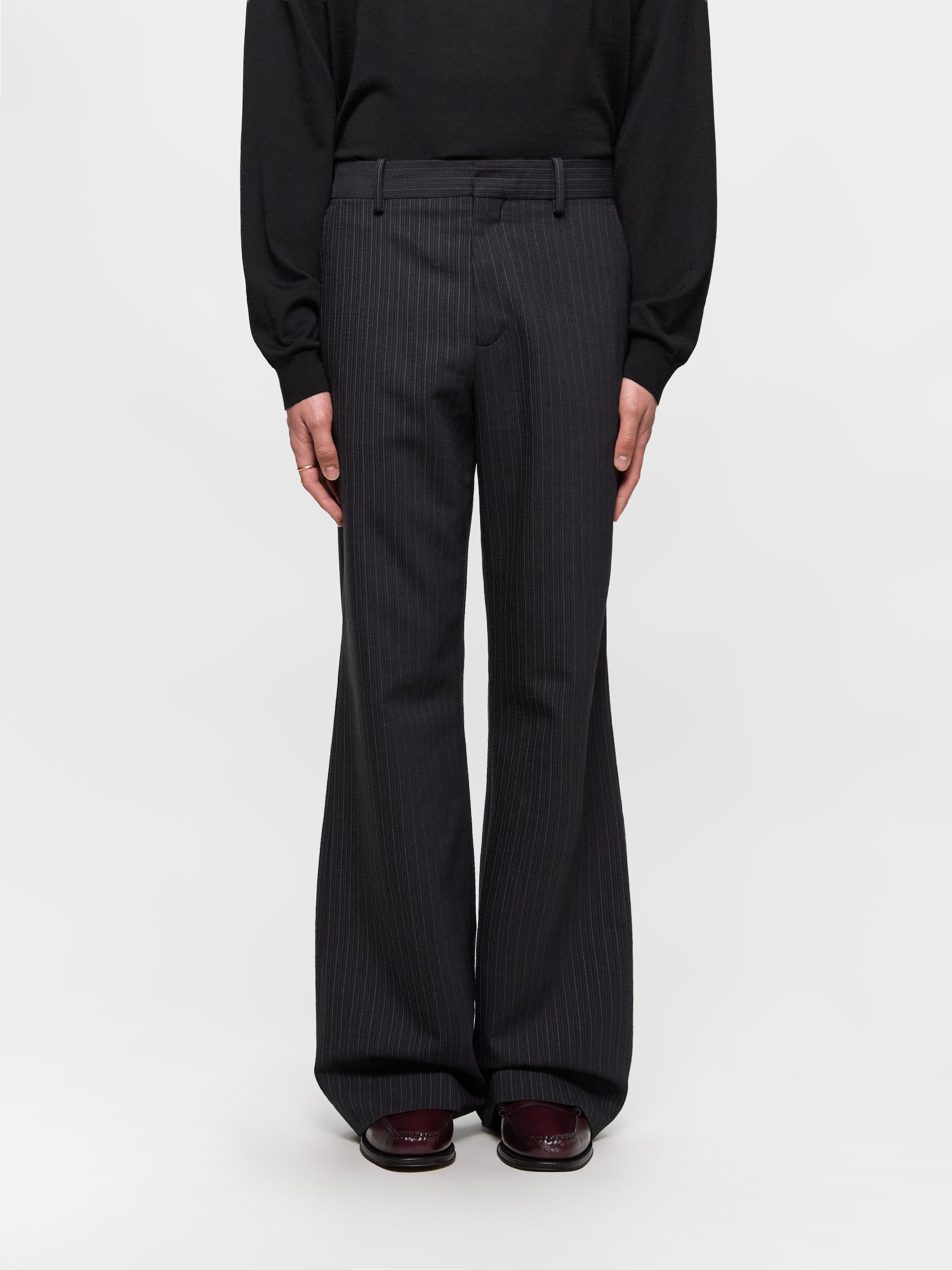 Wool Blend Trousers in Black
