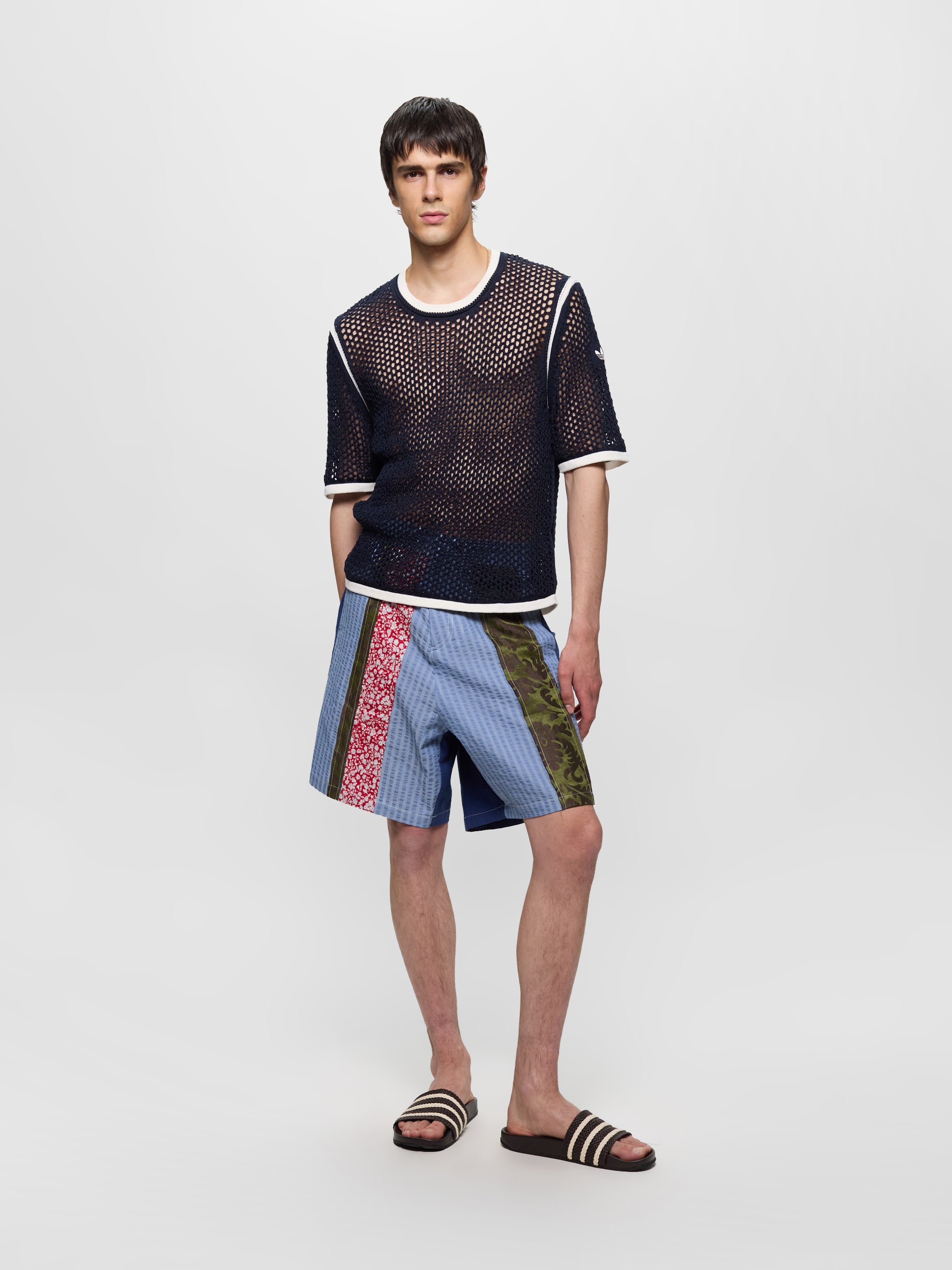 Patch & Slash Shorts in Blue & Multi