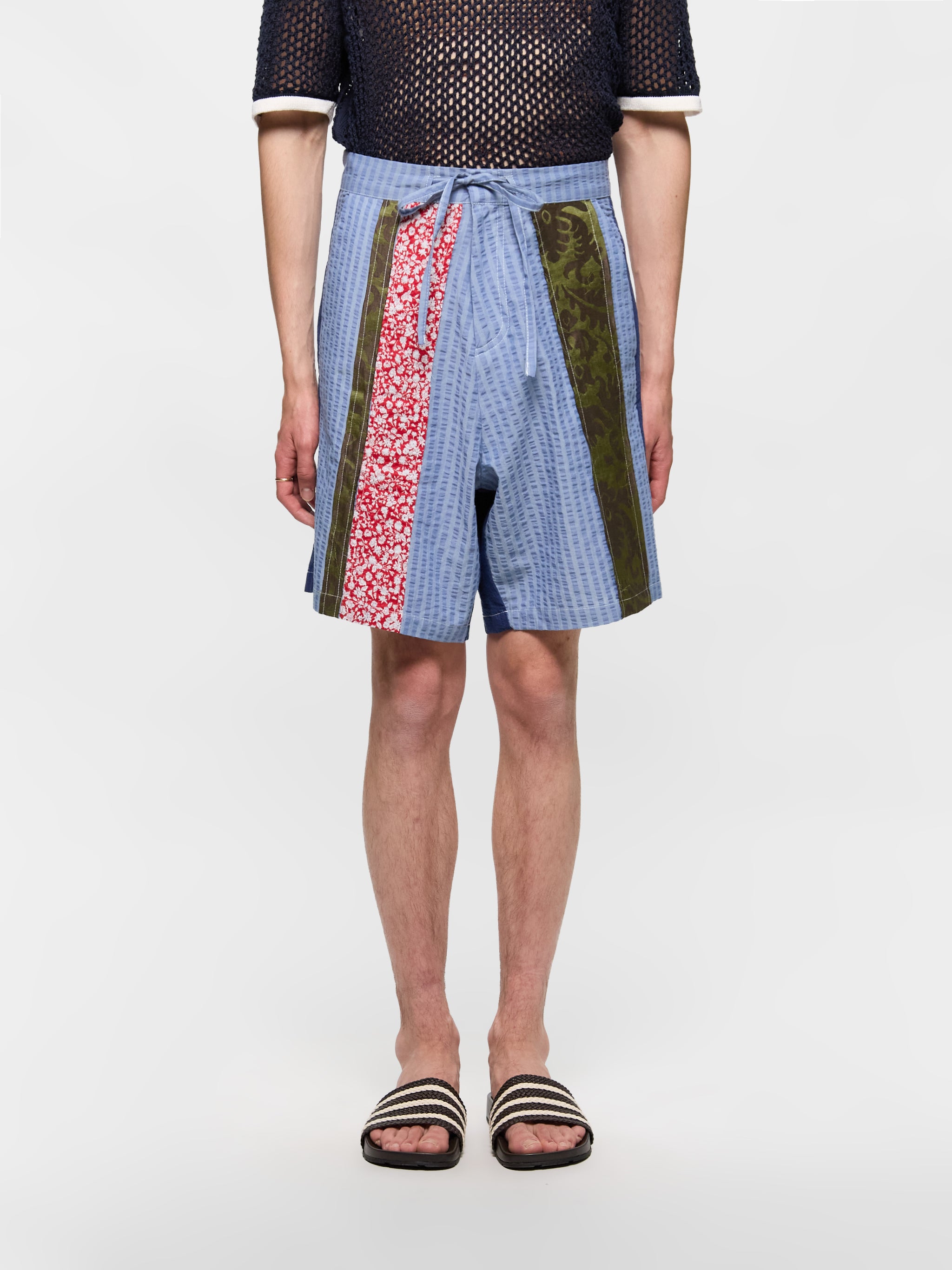 Patch & Slash Shorts in Blue & Multi