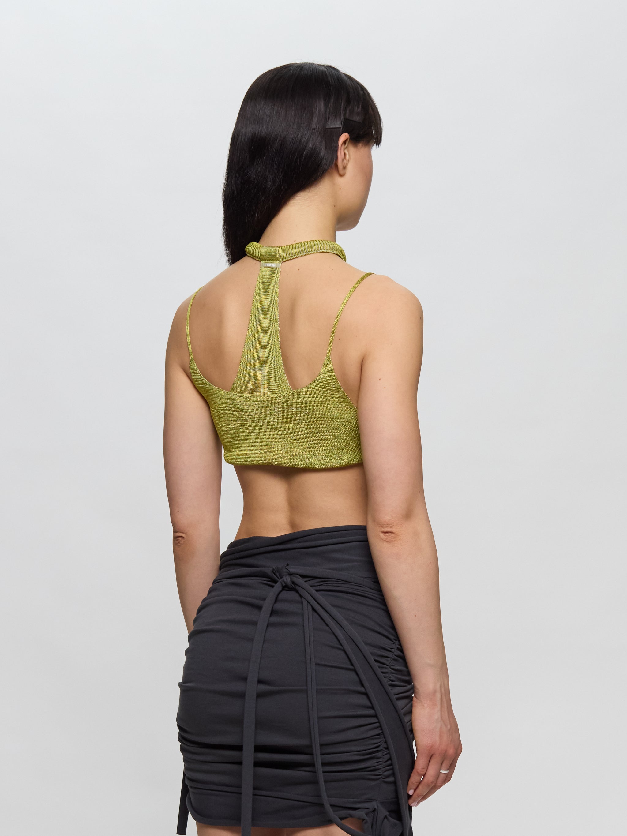 Upside Halter Neck Top in Olive