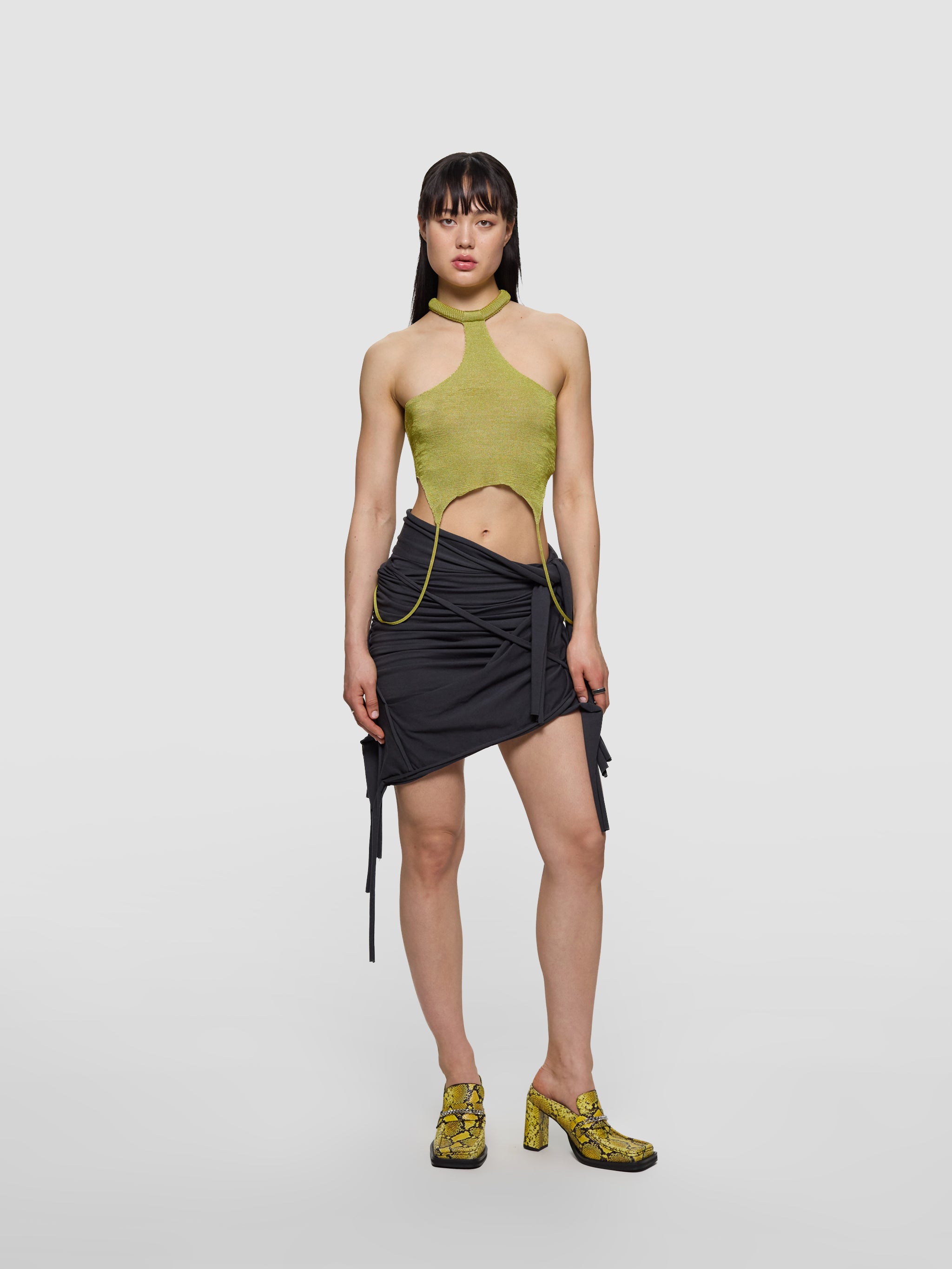 Upside Halter Neck Top in Olive