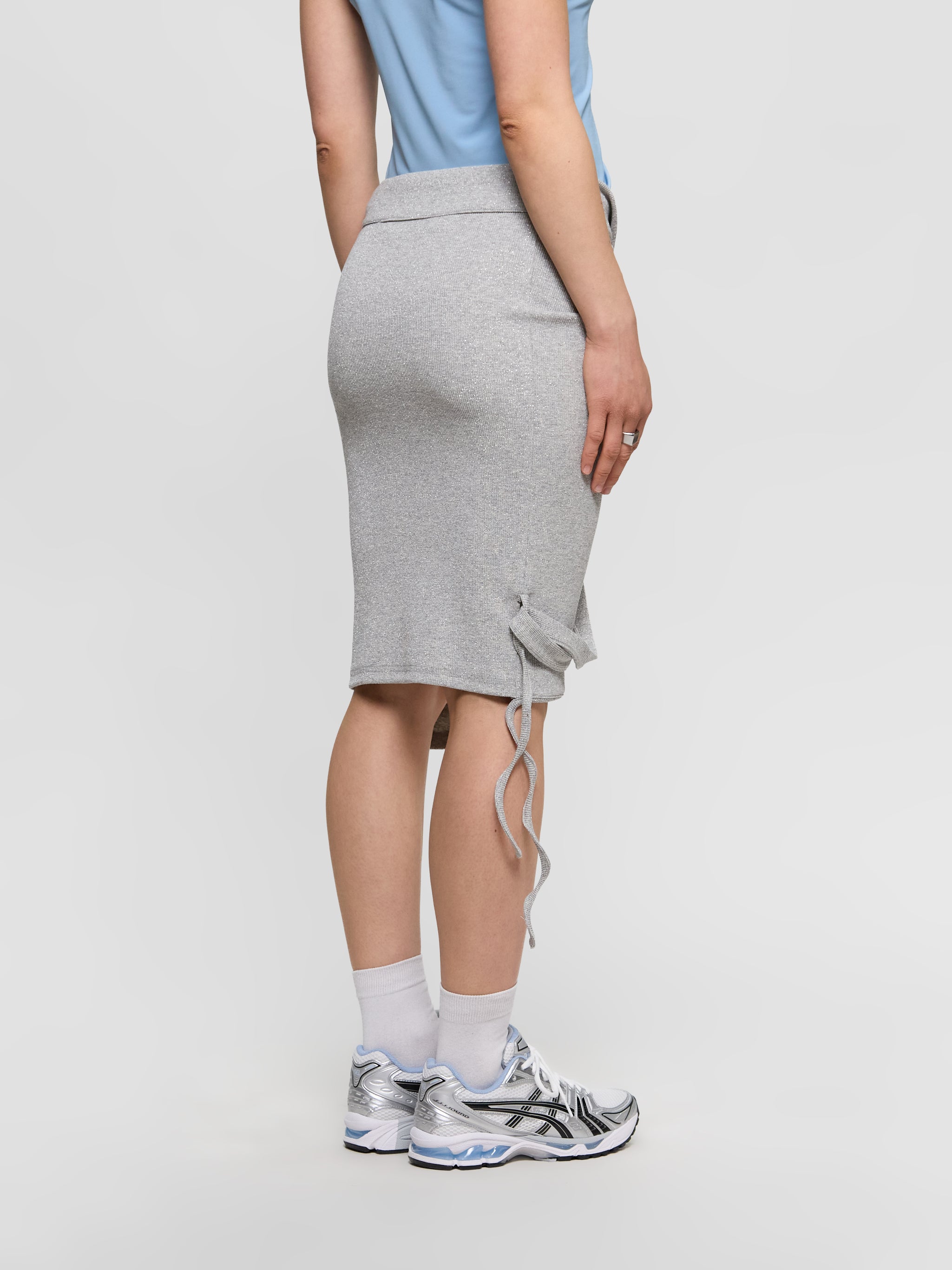 Rib Skirt in Grey & Silver