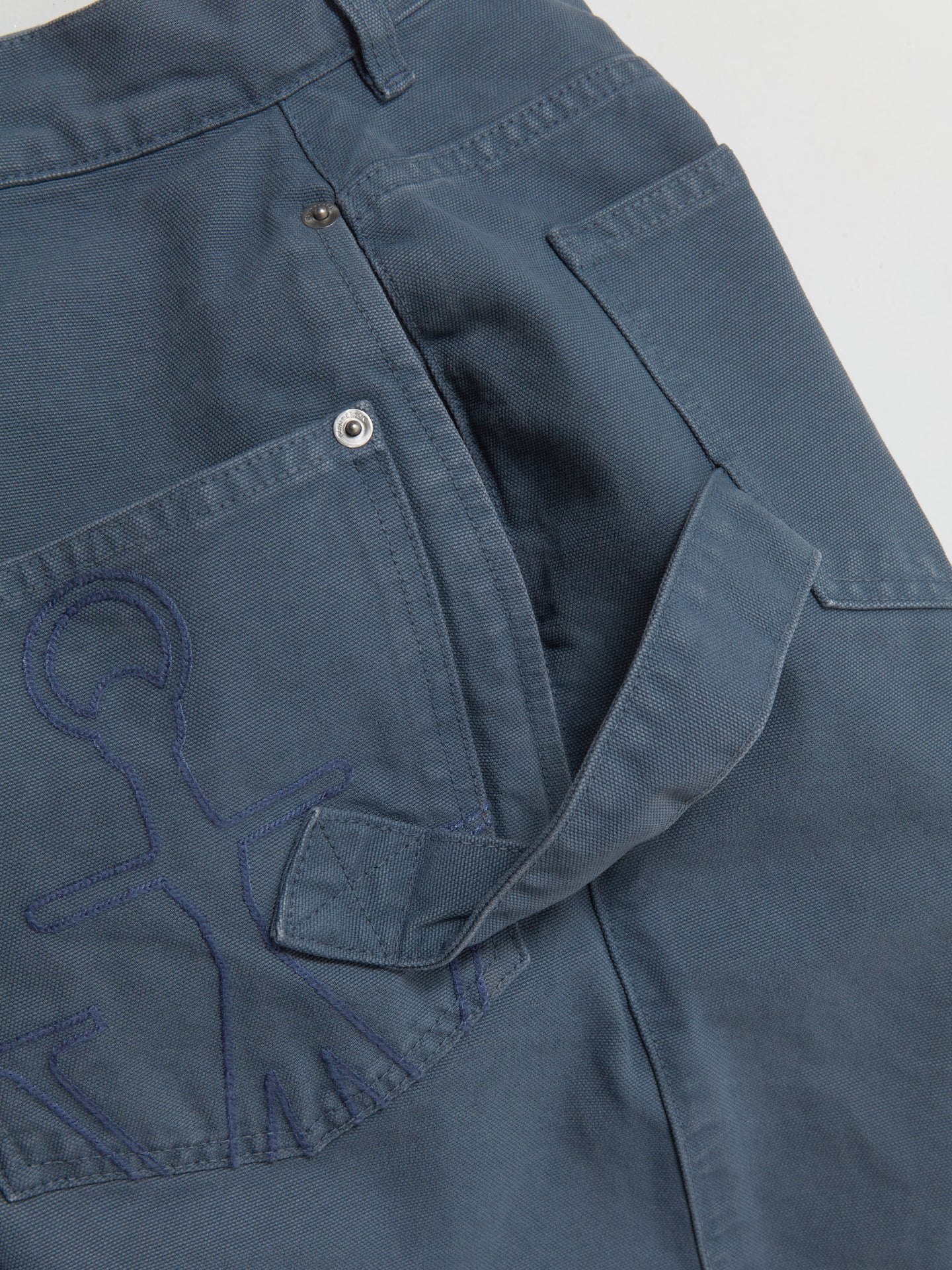 Twisted Workwear Trousers in Steel Blue