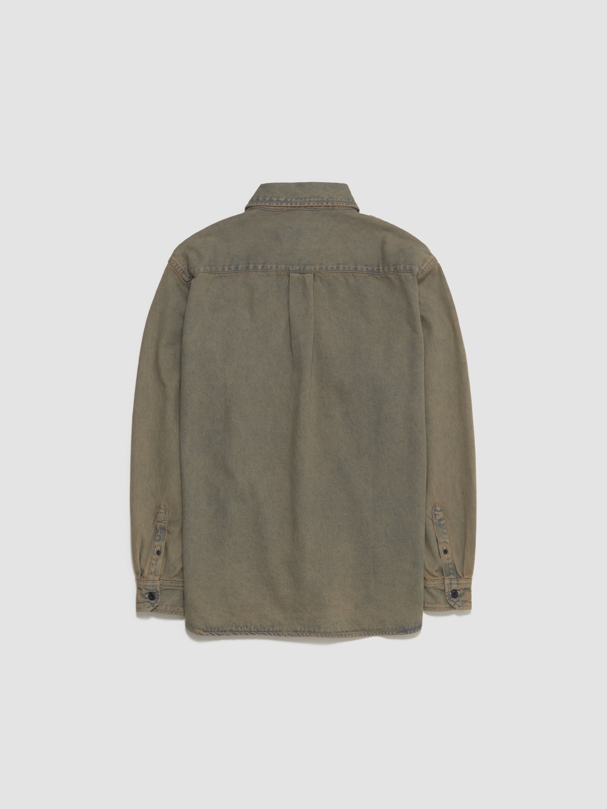 Tigan Shirt Jacket in Blue & Leather
