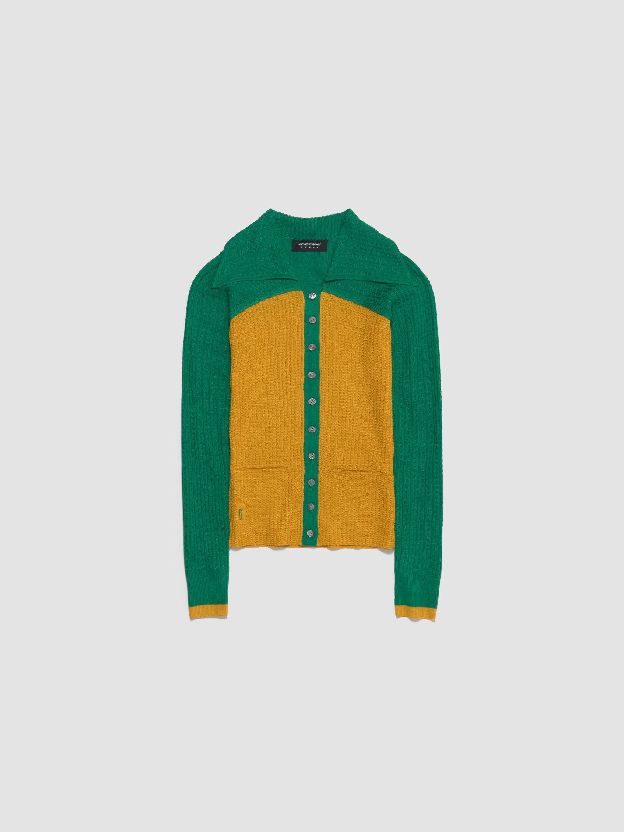 Rover Knit Cardigan in Sunflower Yellow & Green