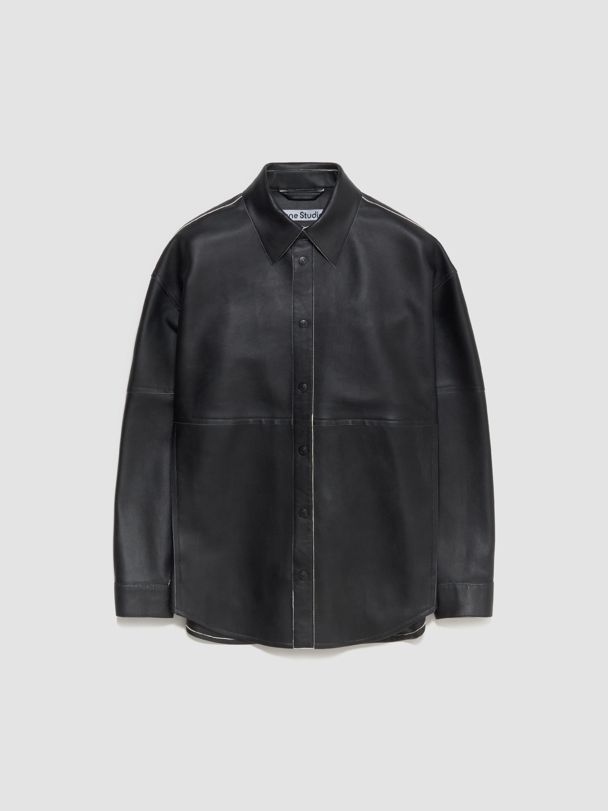 Leather Shirt Jacket in Black