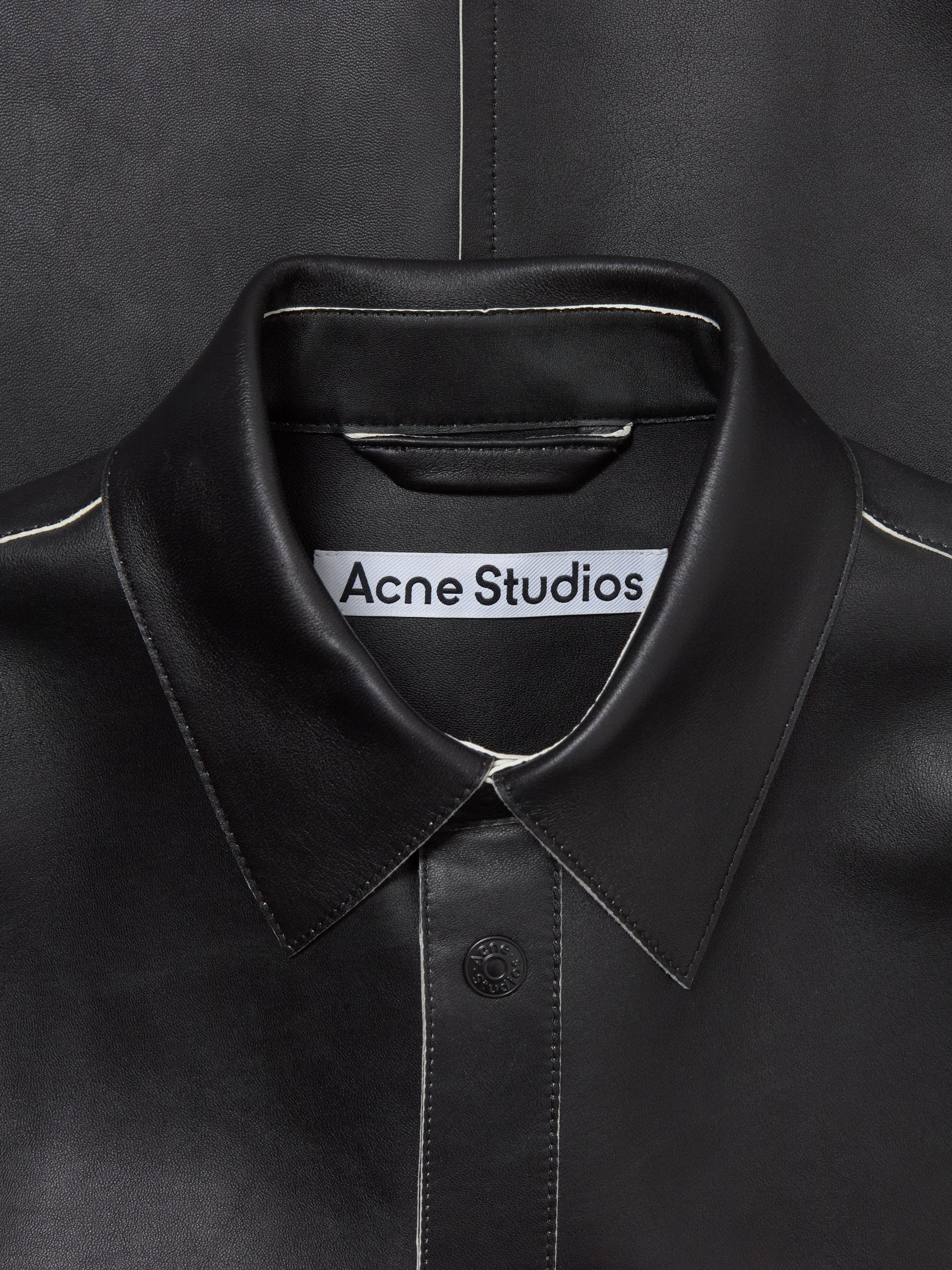 Leather Shirt Jacket in Black