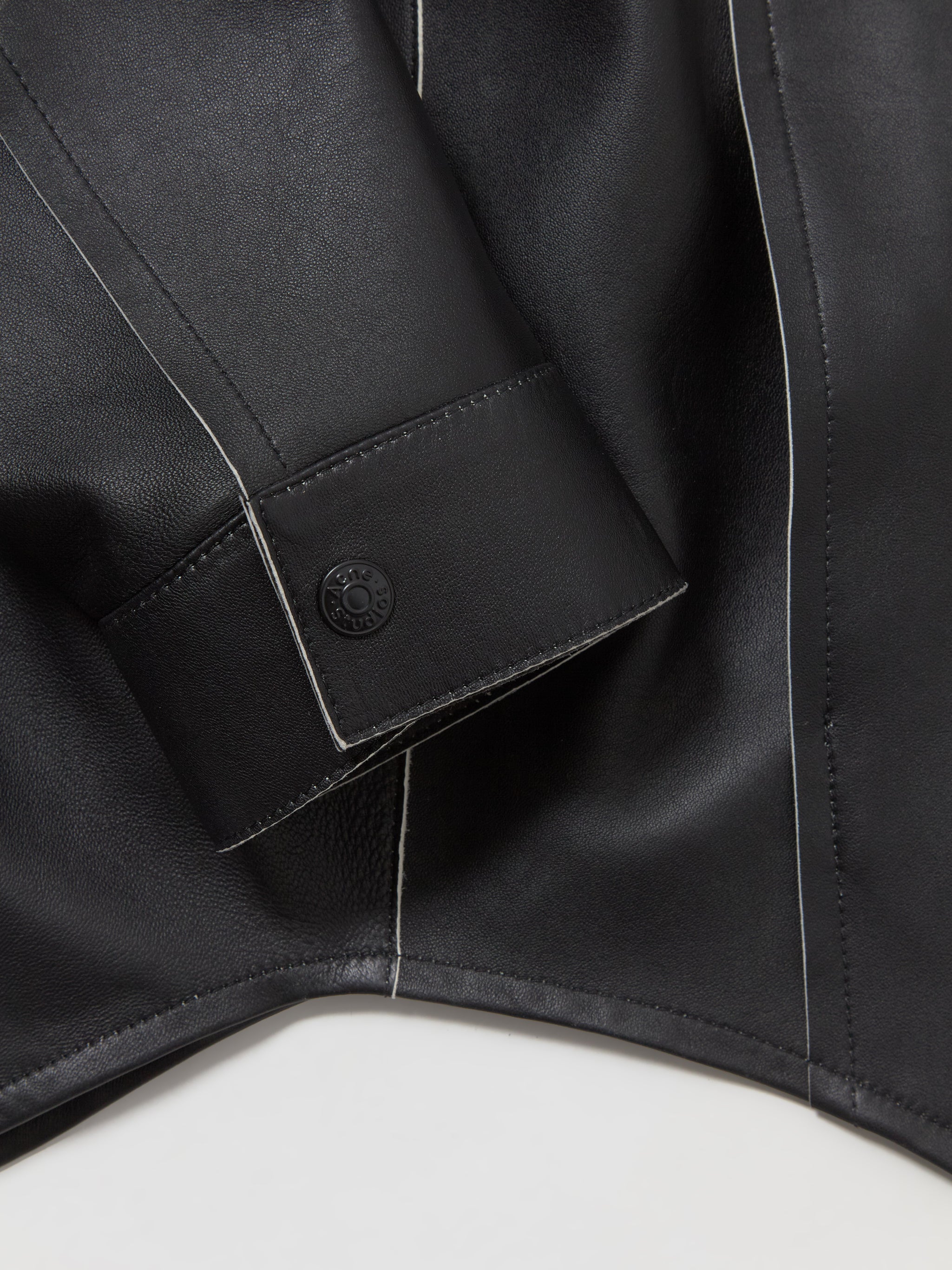 Leather Shirt Jacket in Black